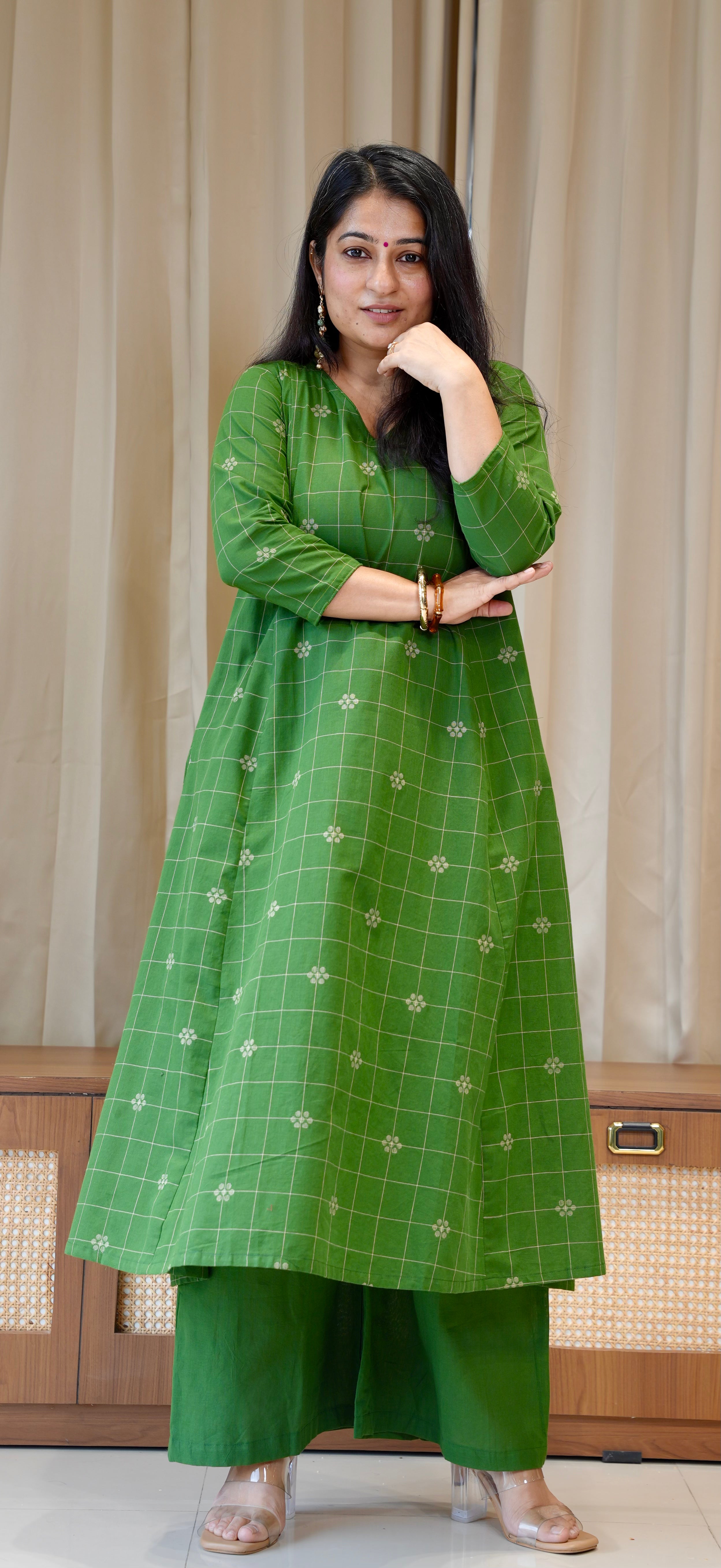 Ananya Handwoven Cotton Kurta - Green