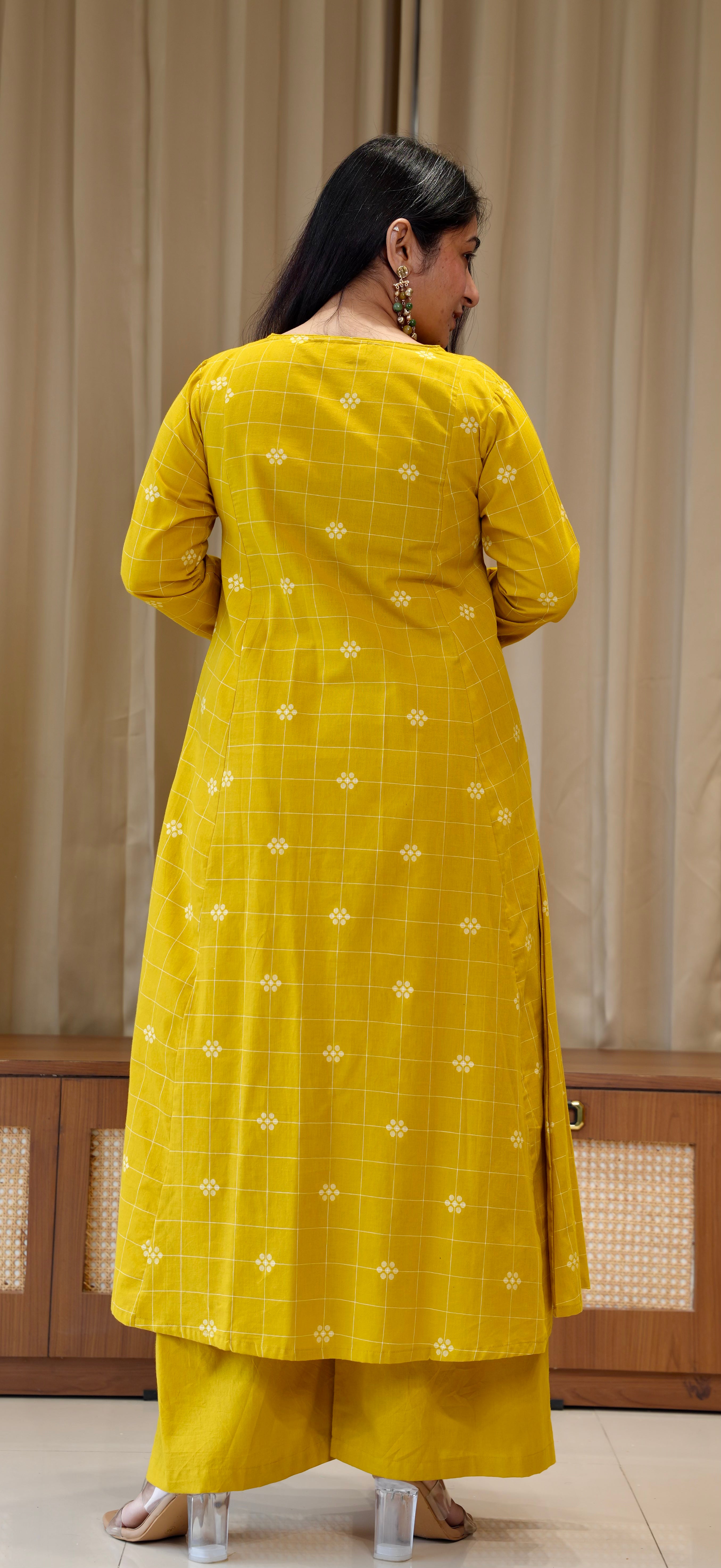 Saanvi Handwoven Cotton Kurta Set - Yellow