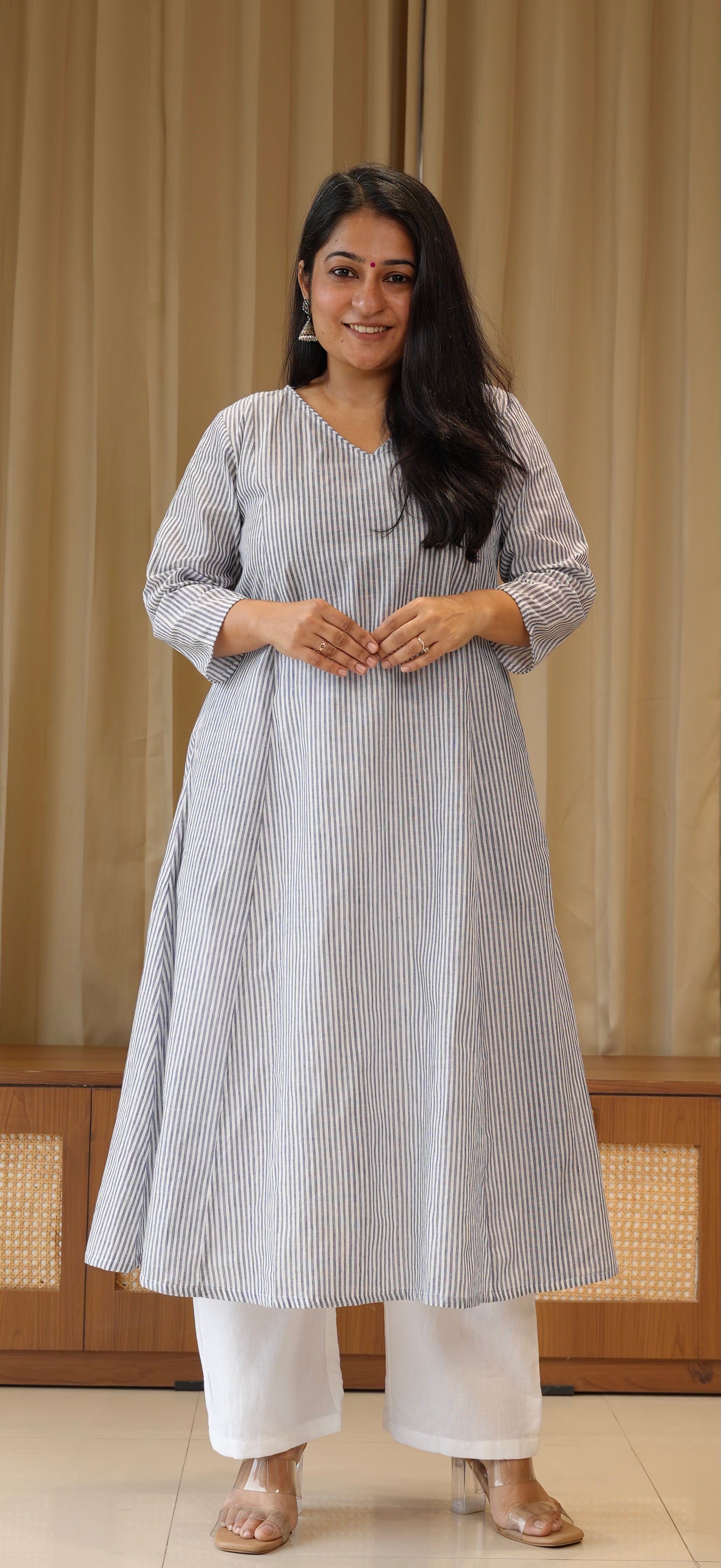 Blue Stripes Handwoven Cotton Kurta