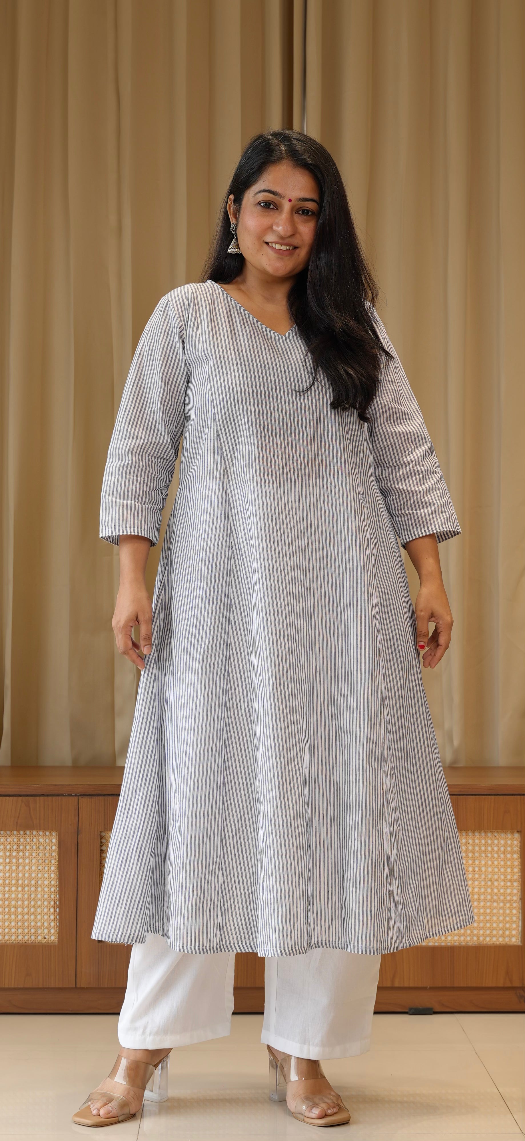 Blue Stripes Handwoven Cotton Kurta
