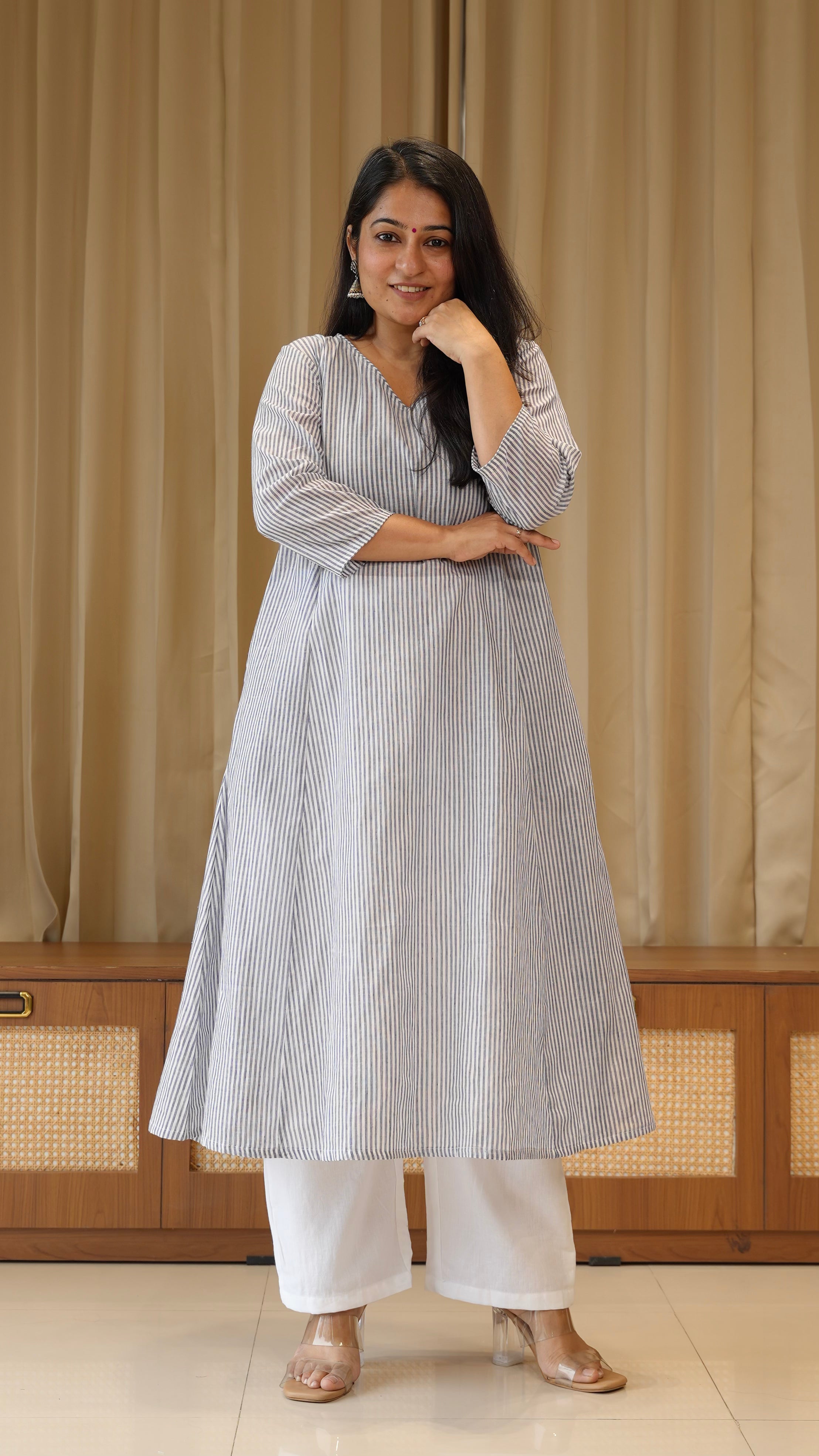 Blue Stripes Handwoven Cotton Kurta