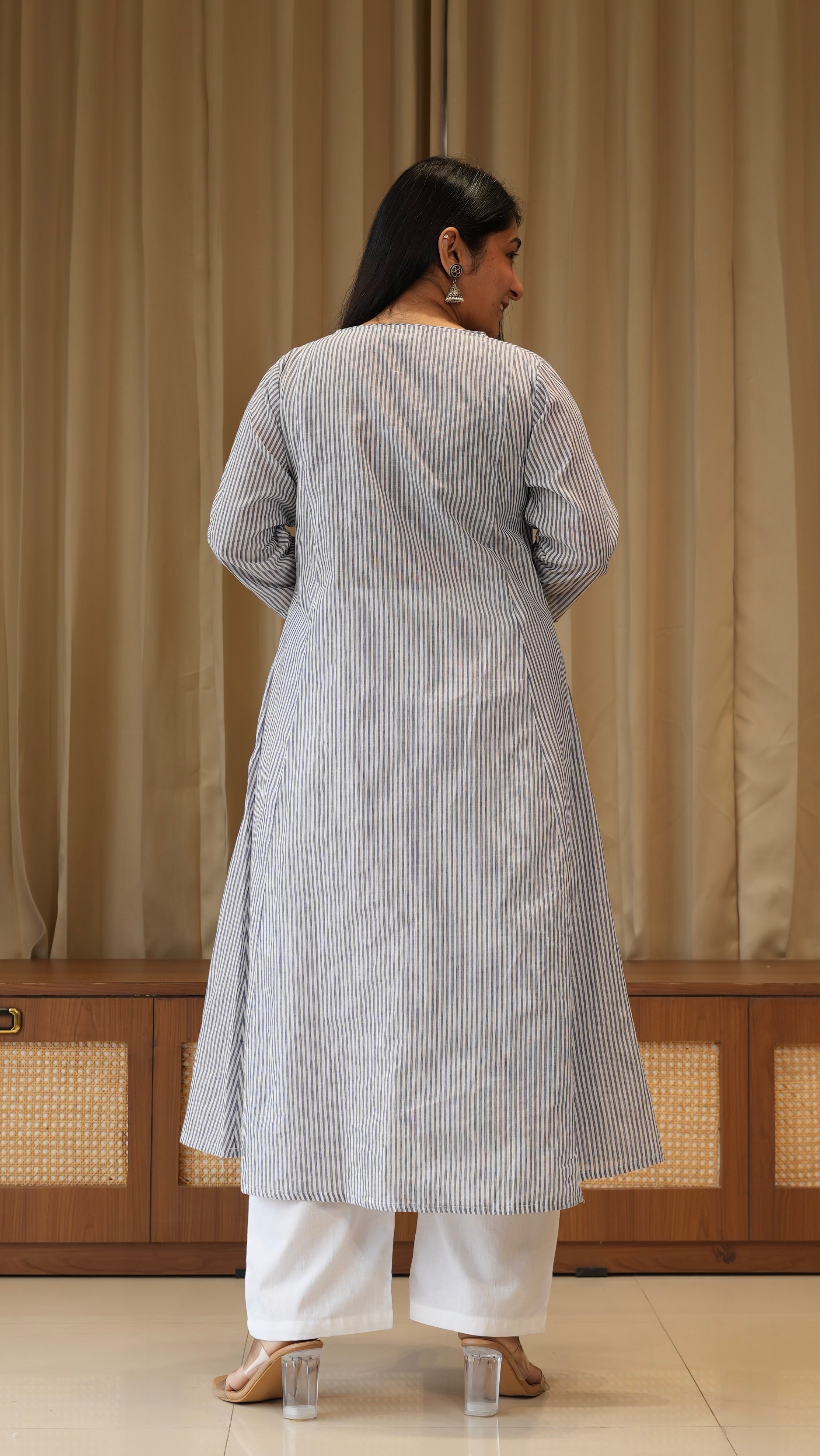 Blue Stripes Handwoven Cotton Kurta