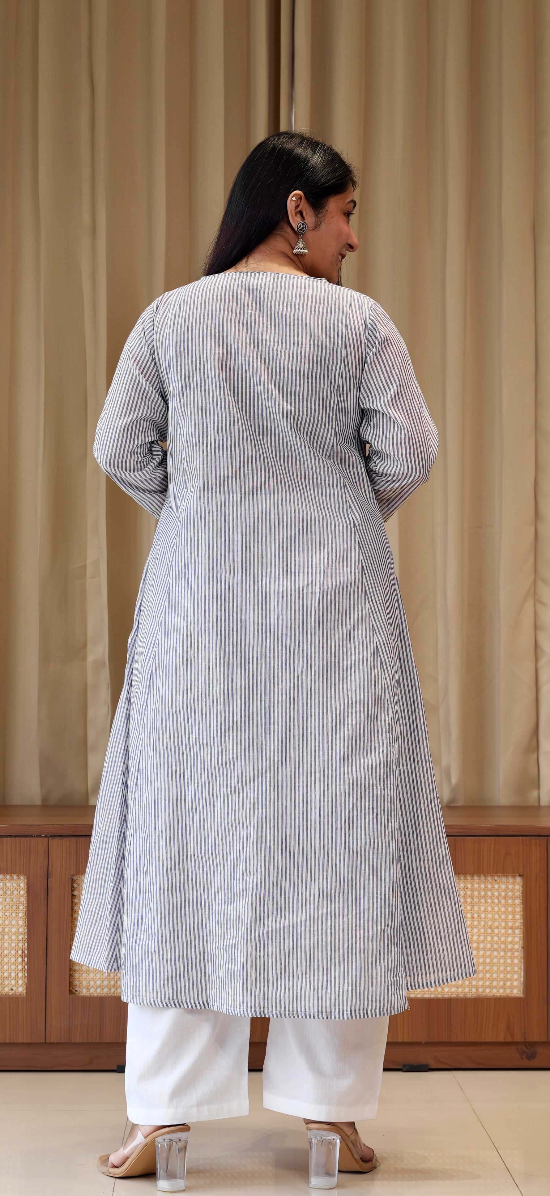 Blue Stripes Handwoven Cotton Kurta