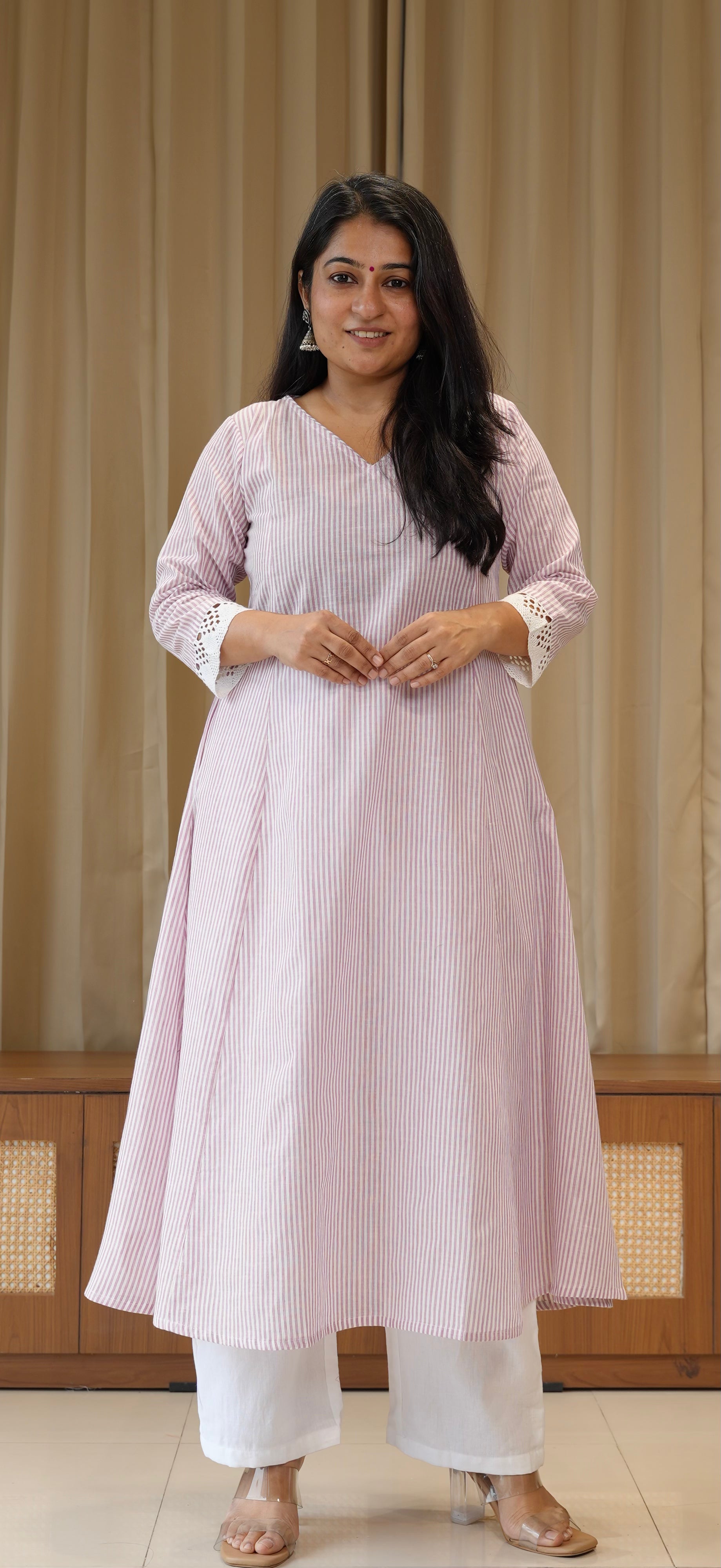 Lavender Stripes Handwoven Cotton Kurta