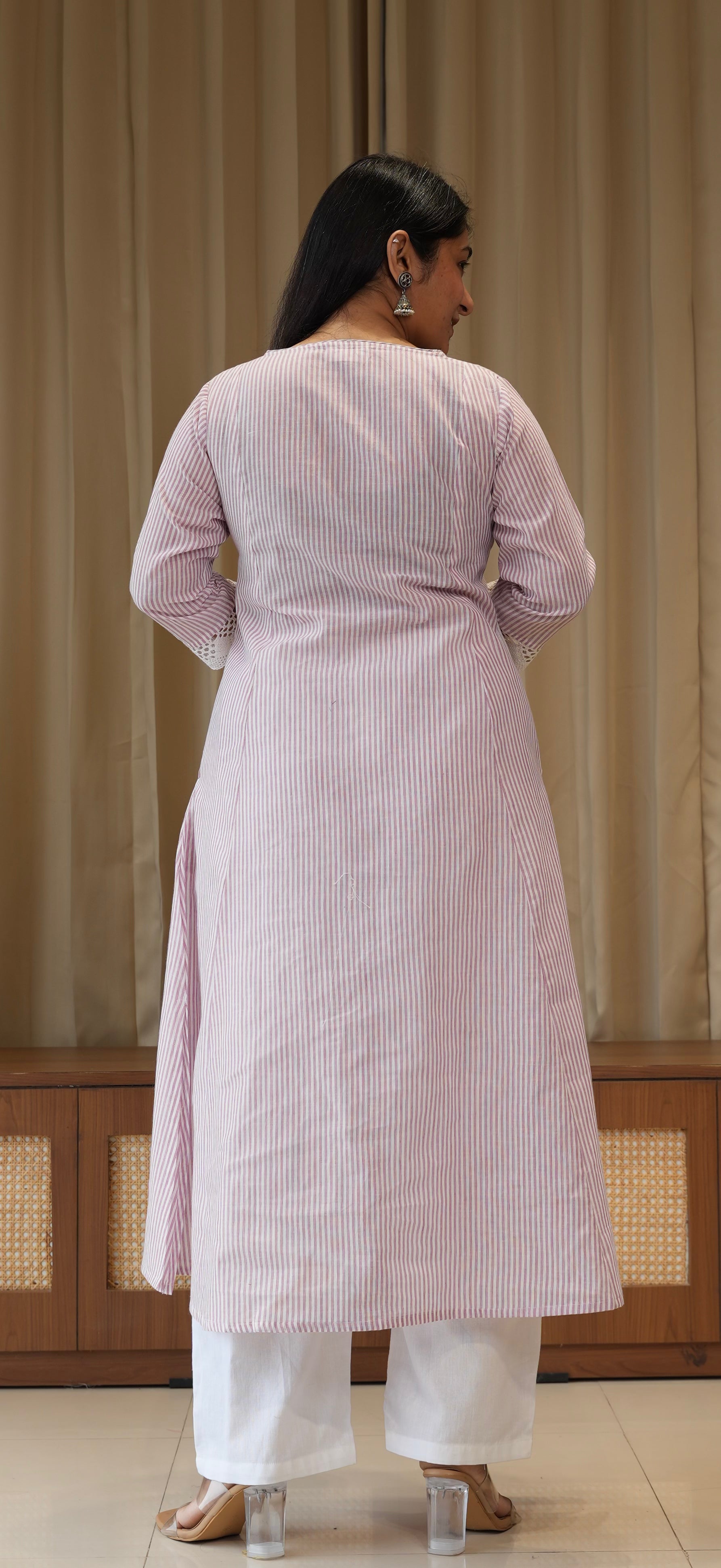 Lavender Stripes Handwoven Cotton Kurta