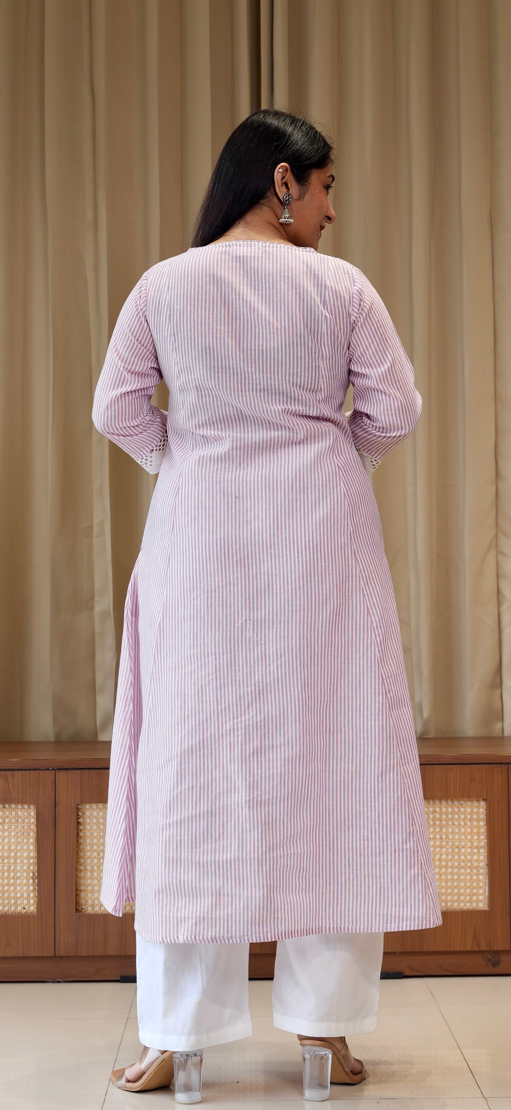 Lavender Stripes Handwoven Cotton Kurta