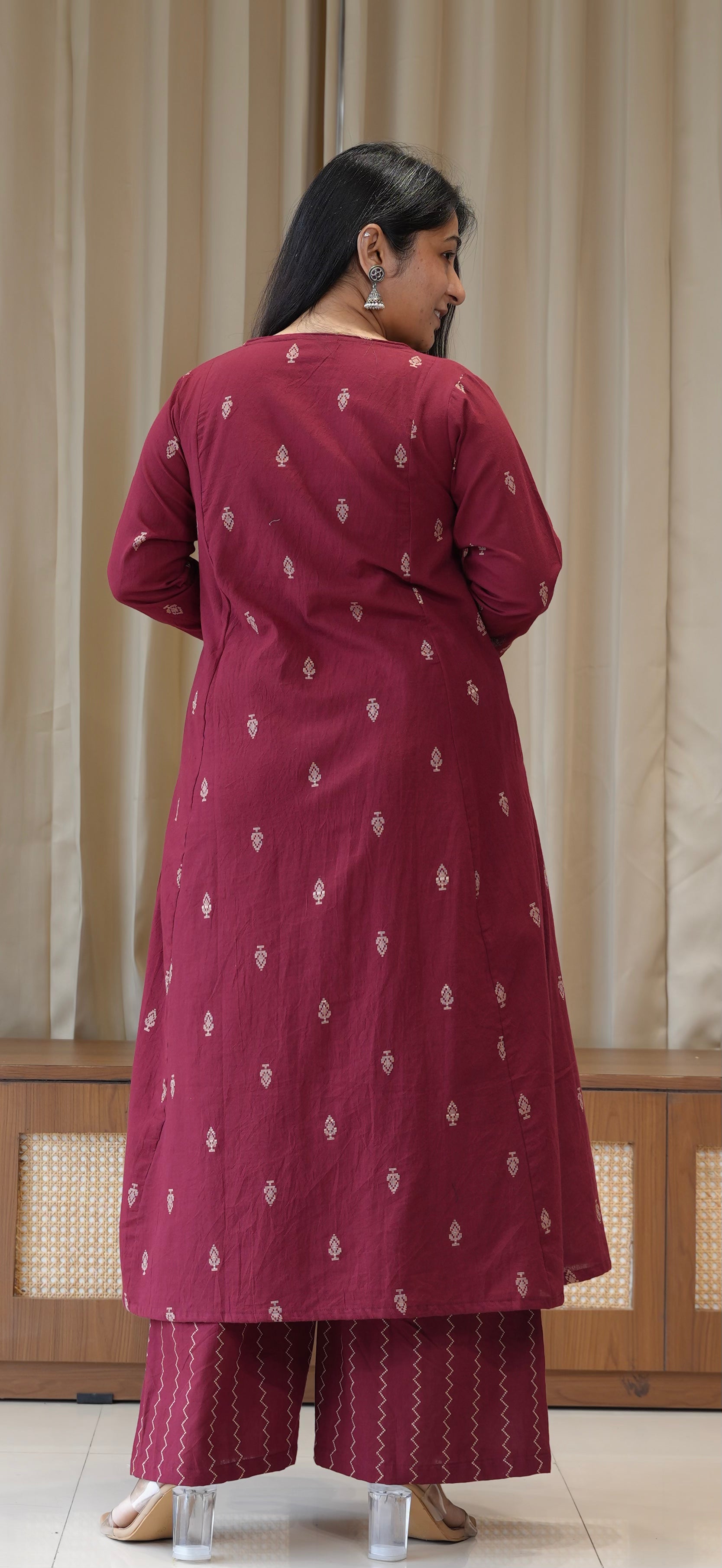 Kripa Handwoven Cotton Kurta Set - Maroon