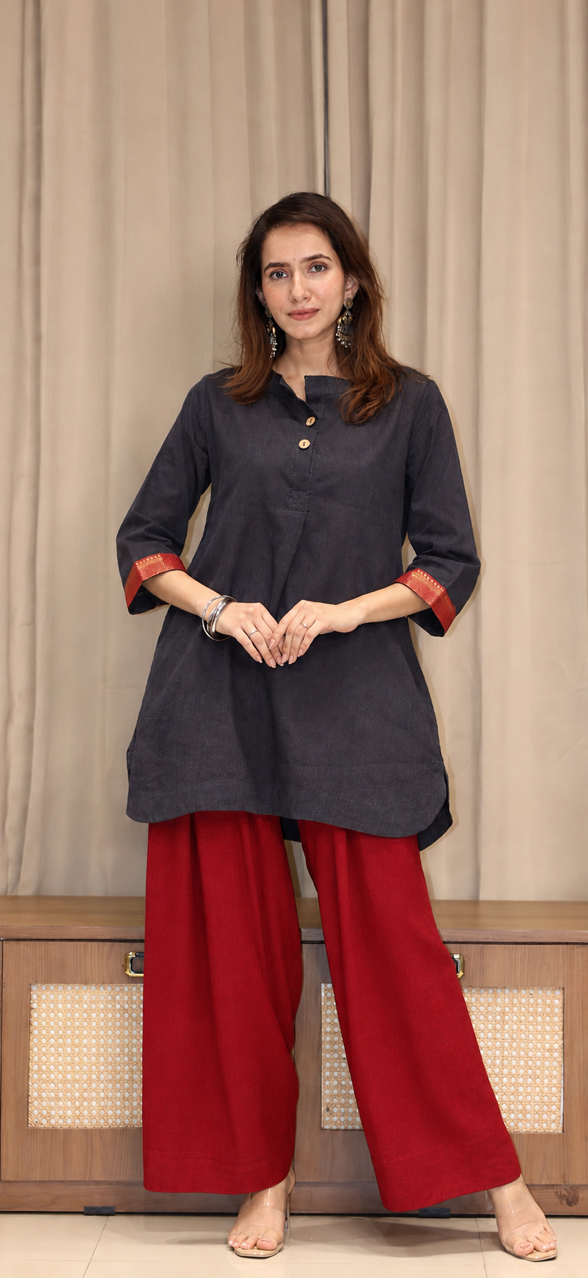 Himani Mangalgiri Cotton Farsi Kurta Set With Nizam Border - Black