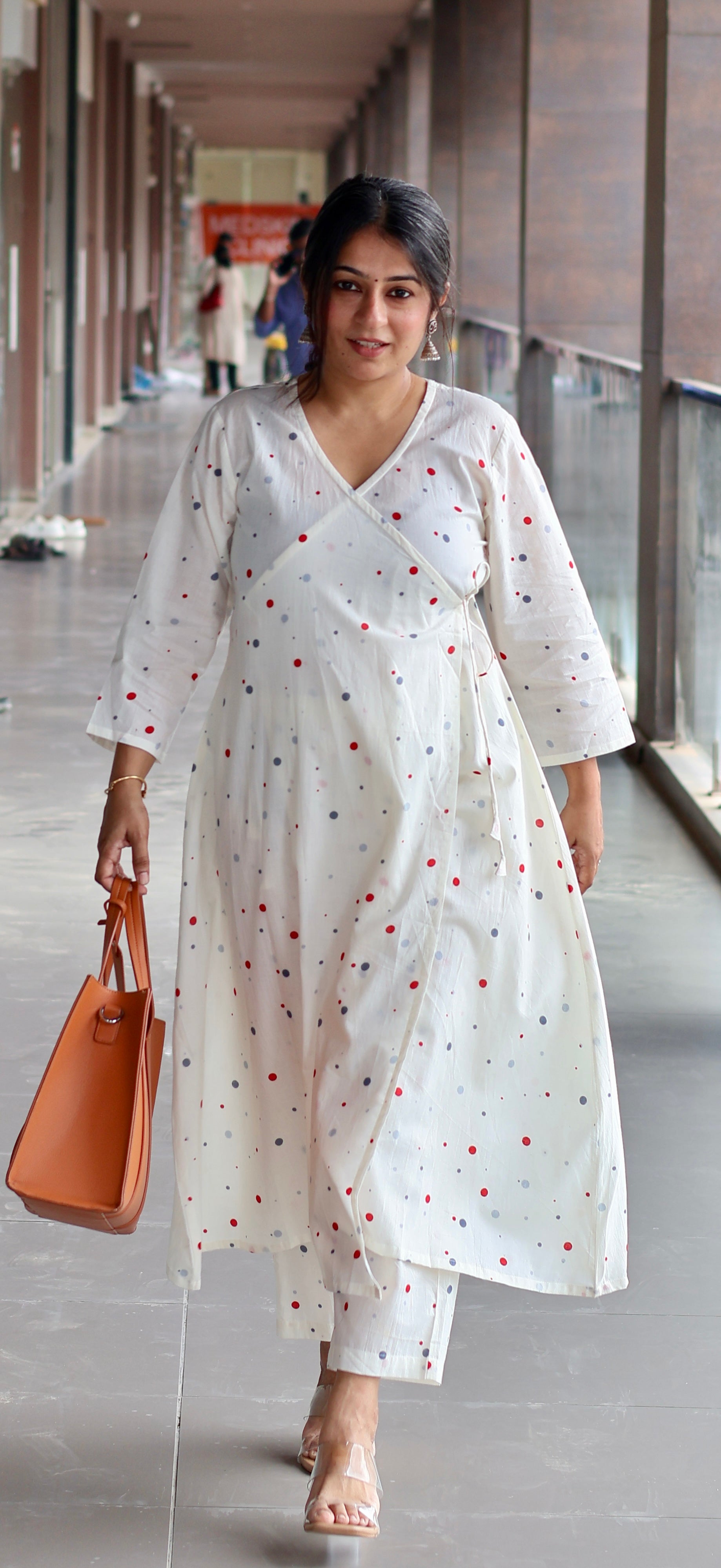 Mannsi Multicolour Polka Dots Cotton Kurta Set