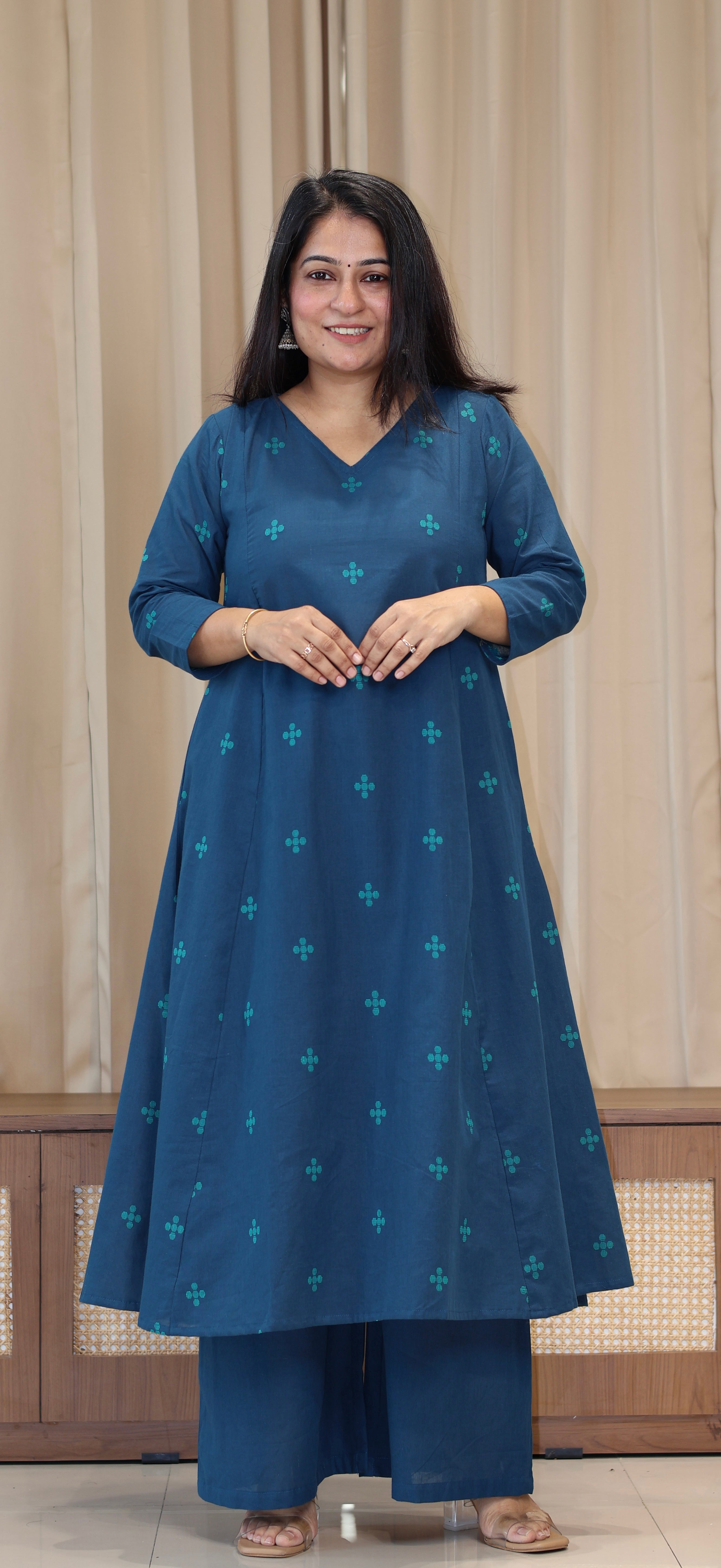 Ananya Handwoven Cotton Kurta Set - Blue