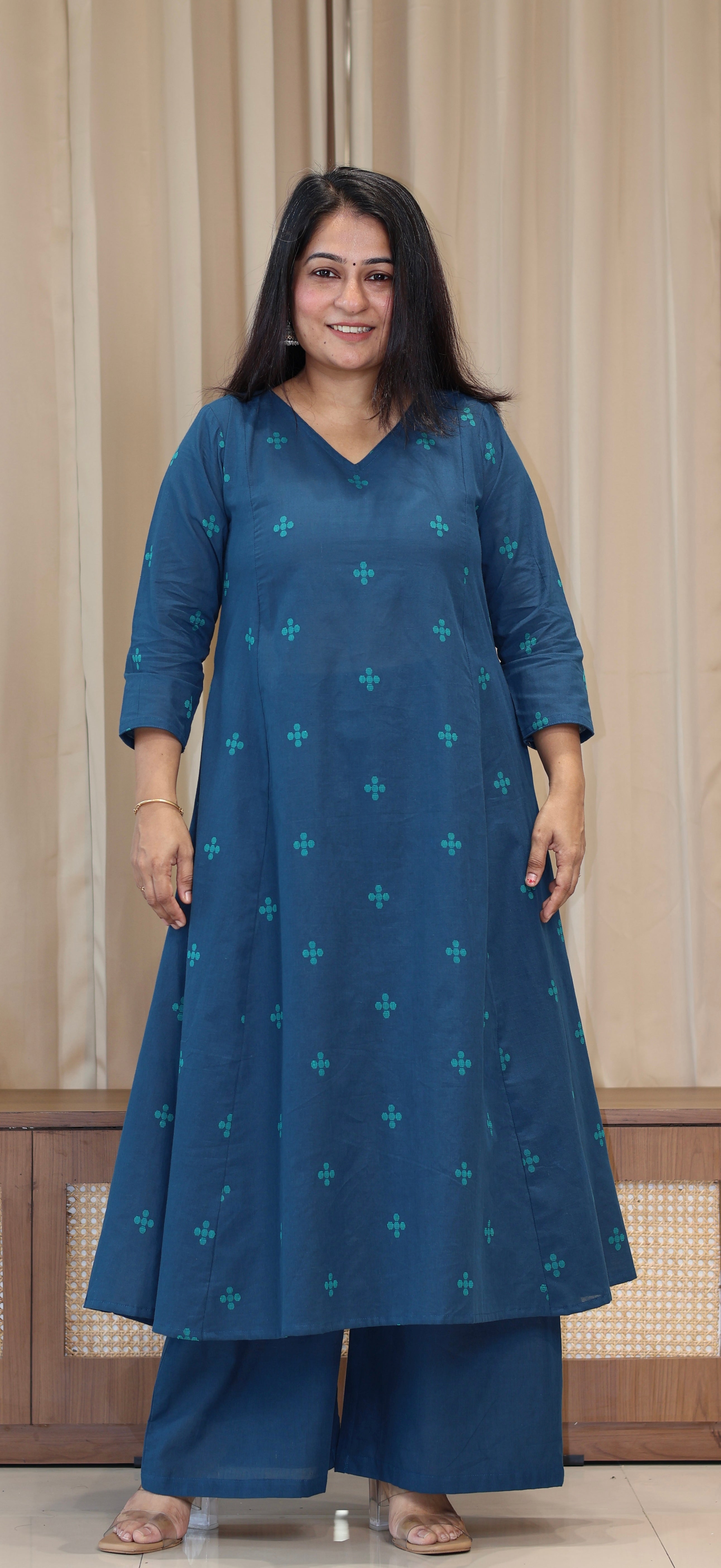Ananya Handwoven Cotton Kurta Set - Blue