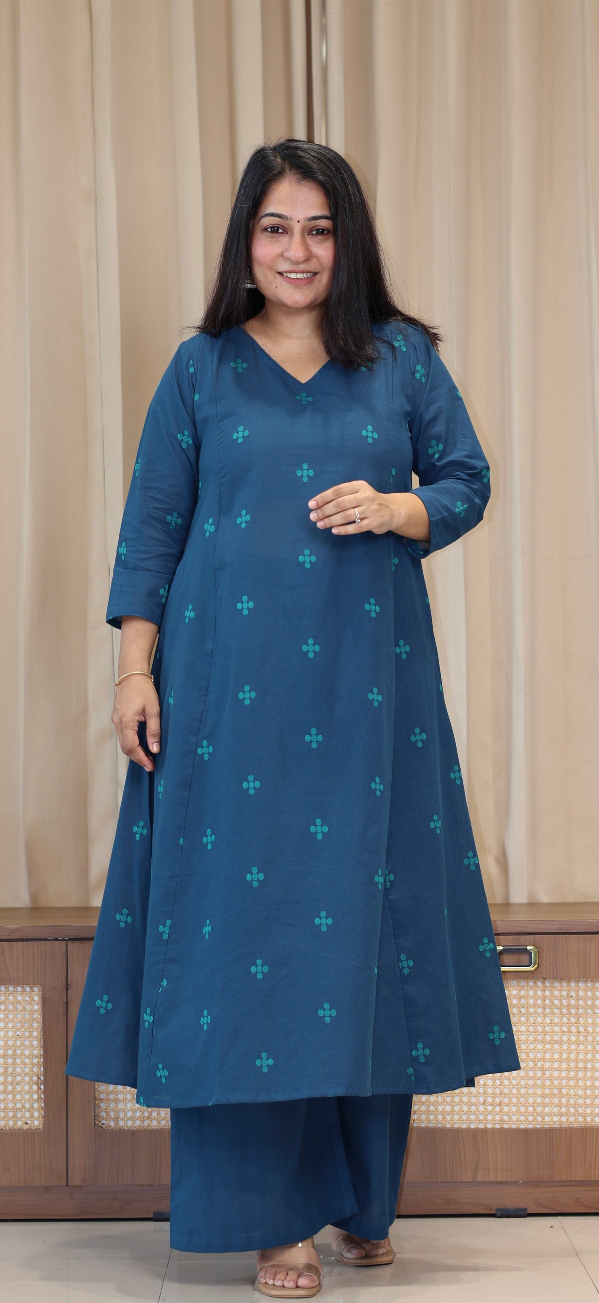 Ananya Handwoven Cotton Kurta Set - Blue