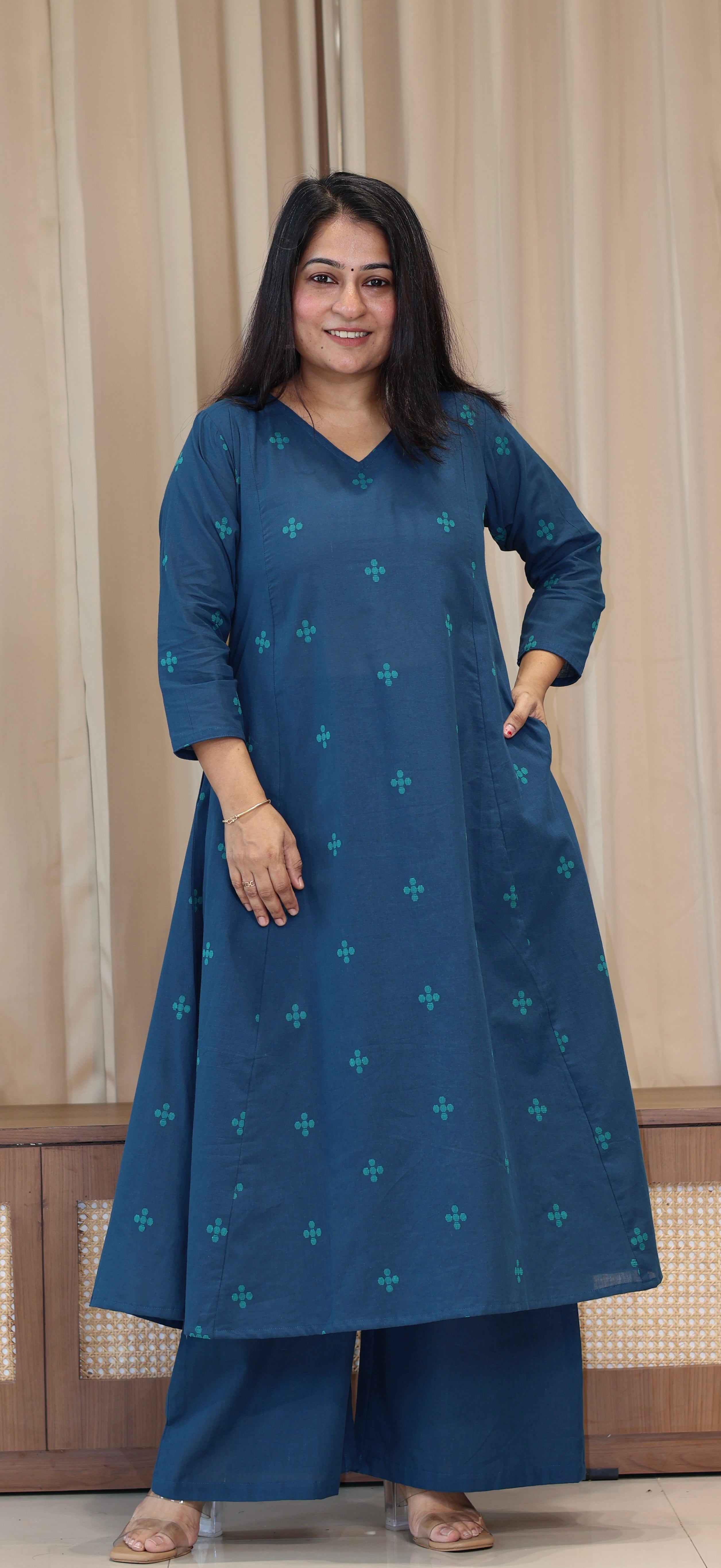 Ananya Handwoven Cotton Kurta Set - Blue