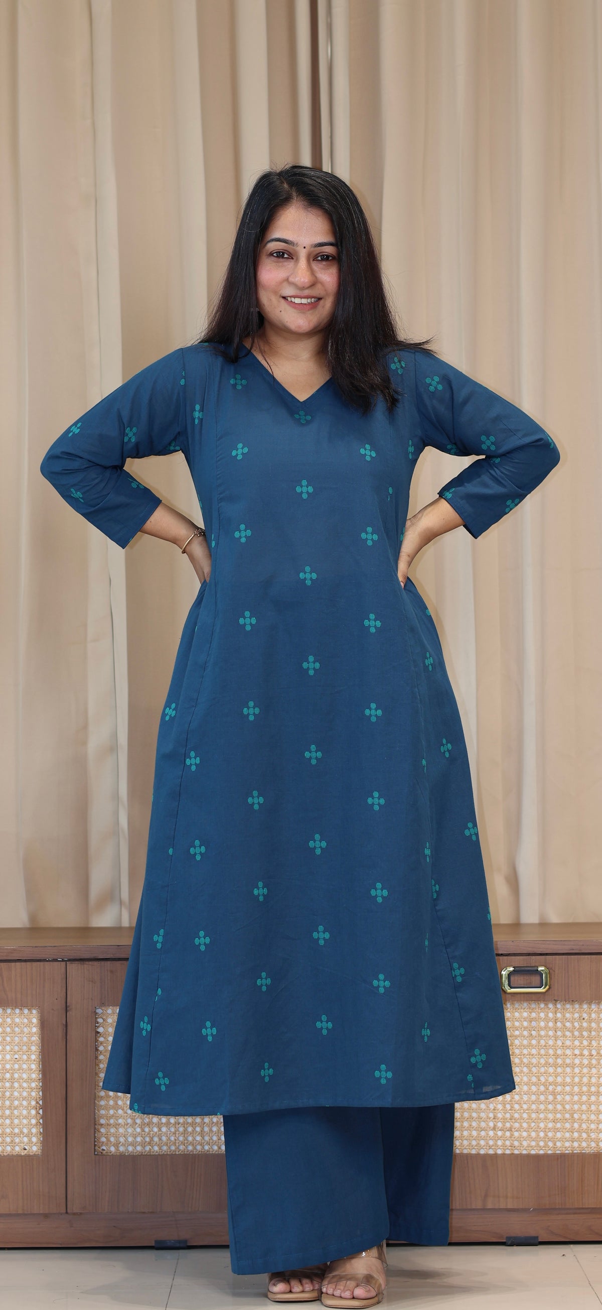 Ananya Handwoven Cotton Kurta Set - Blue