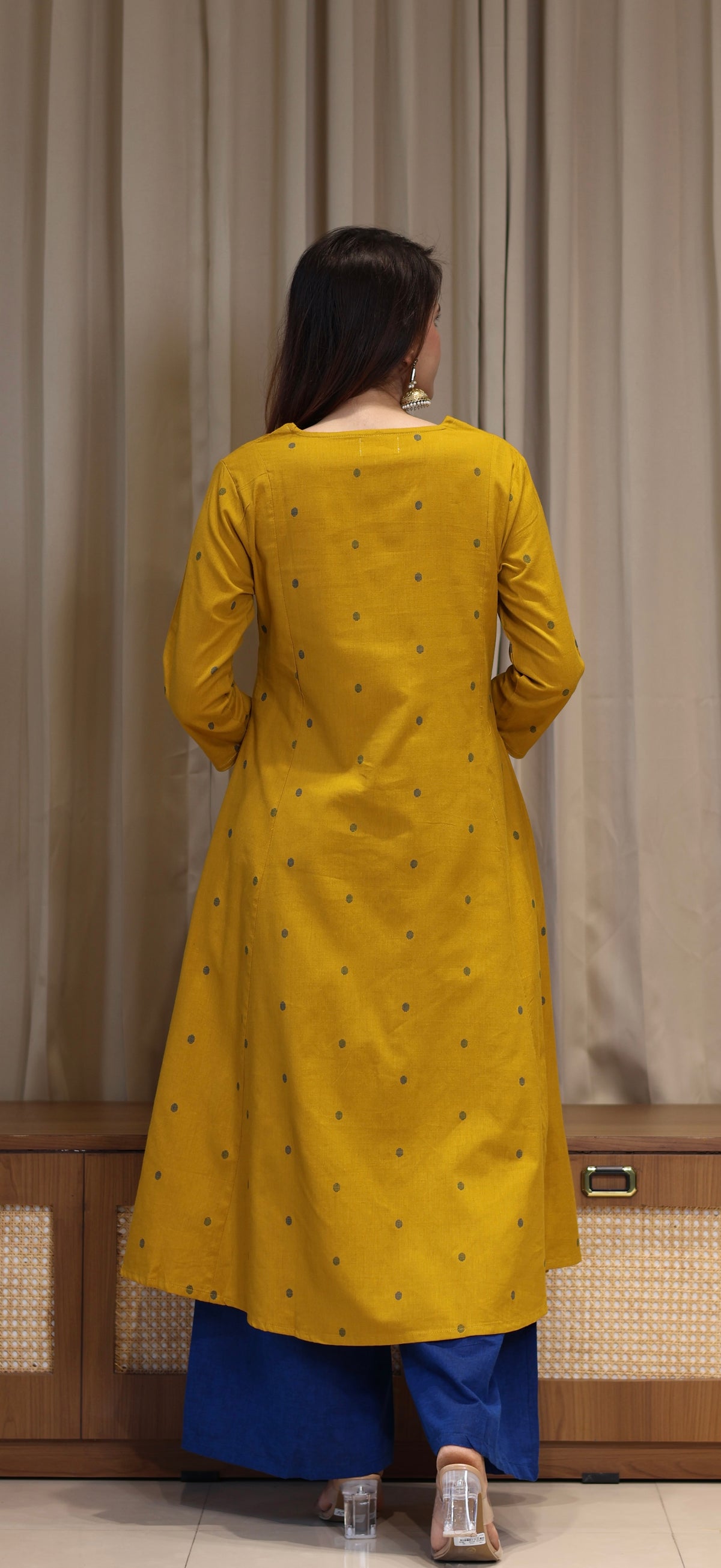 Priyali Mercerised Cotton Handwoven Kurta - Yellow