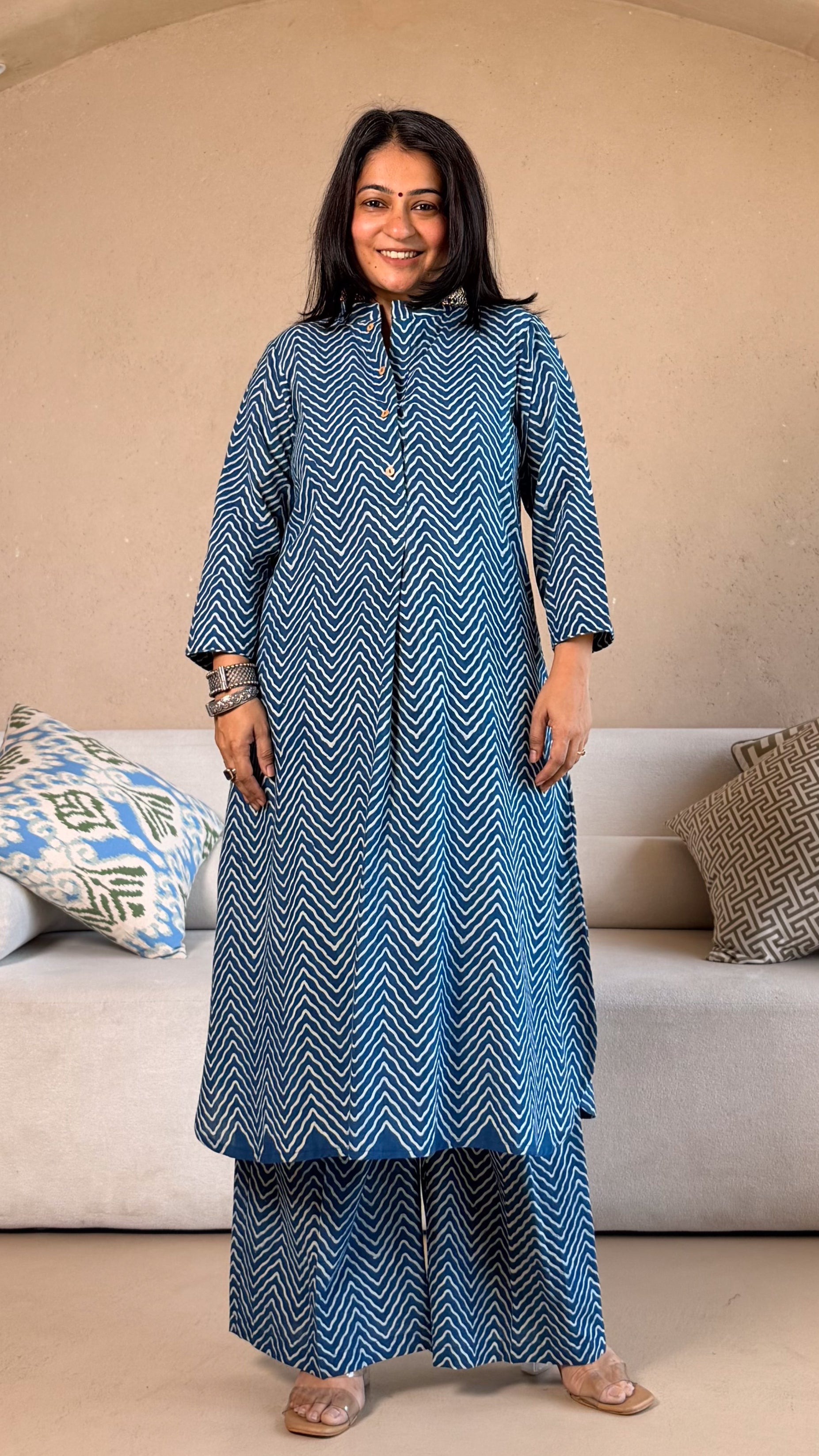 Indigo Zig Zag Cotton Co-ord