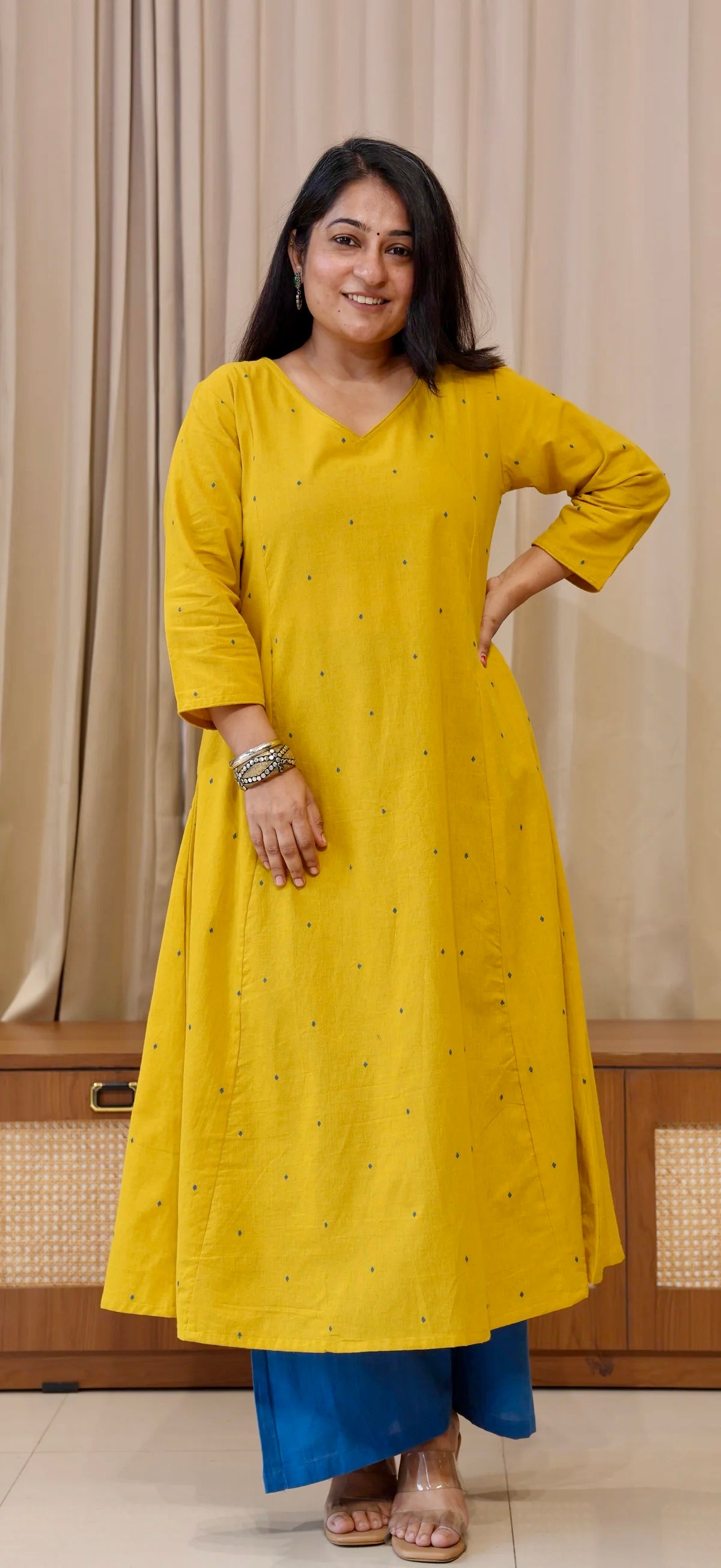 Kritika Handwoven Cotton Kurta - Yellow