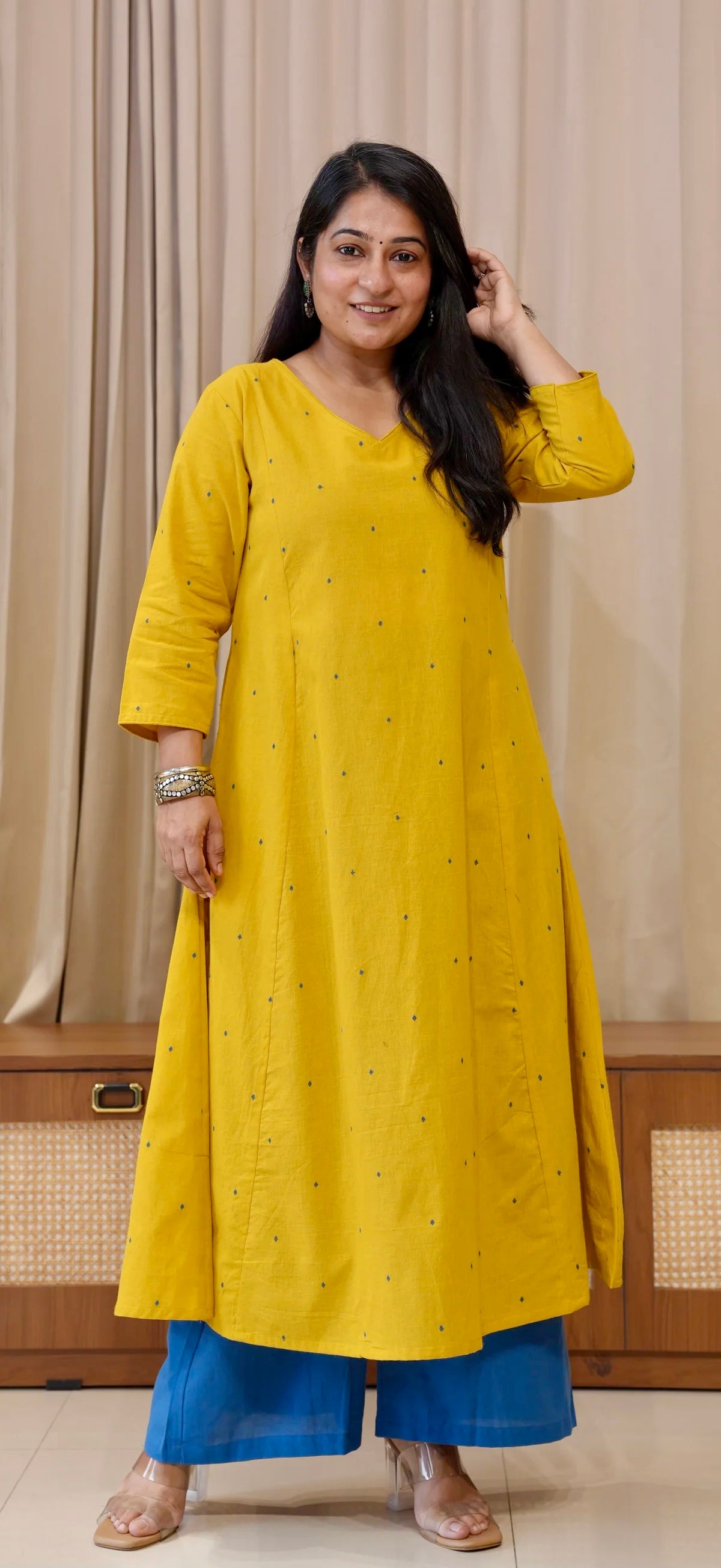 Kritika Handwoven Cotton Kurta - Yellow