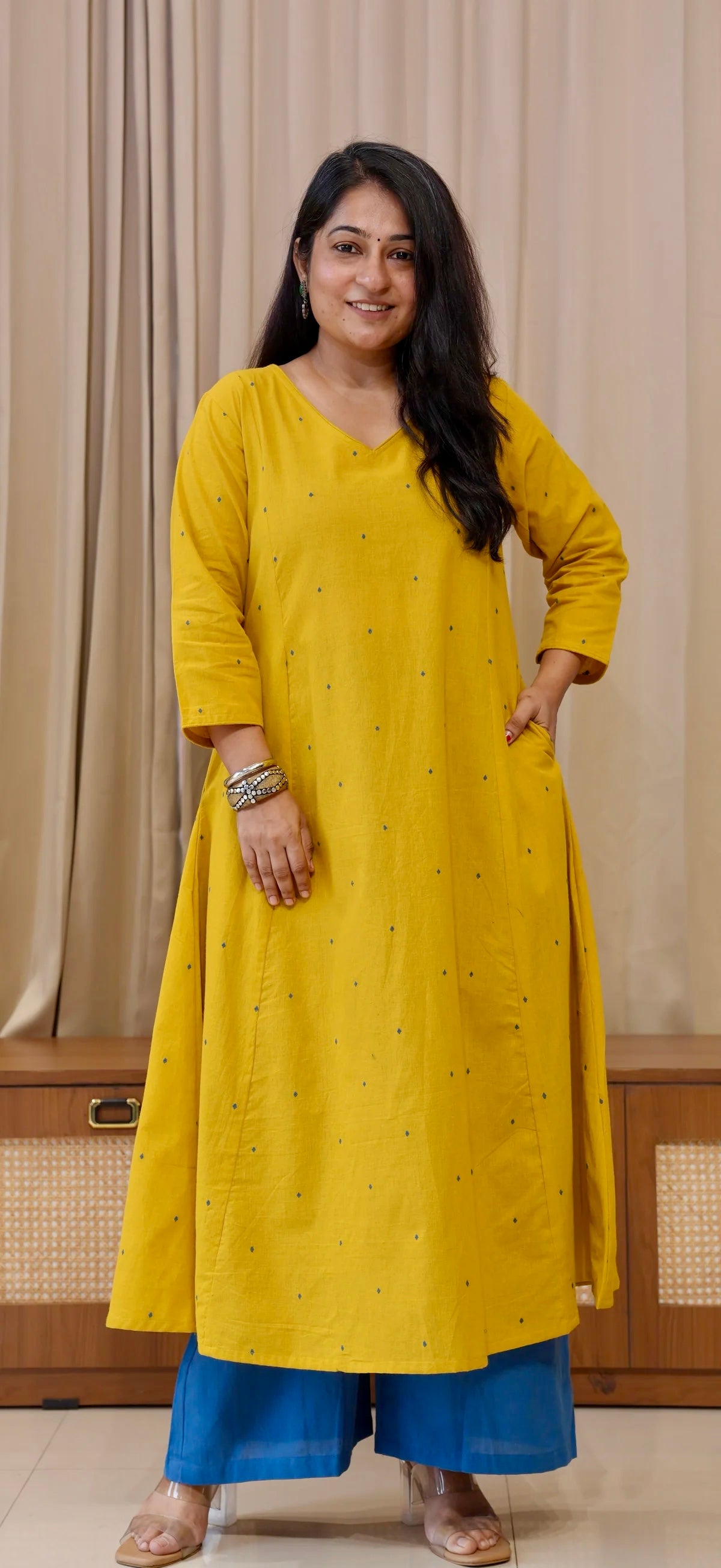 Kritika Handwoven Cotton Kurta - Yellow