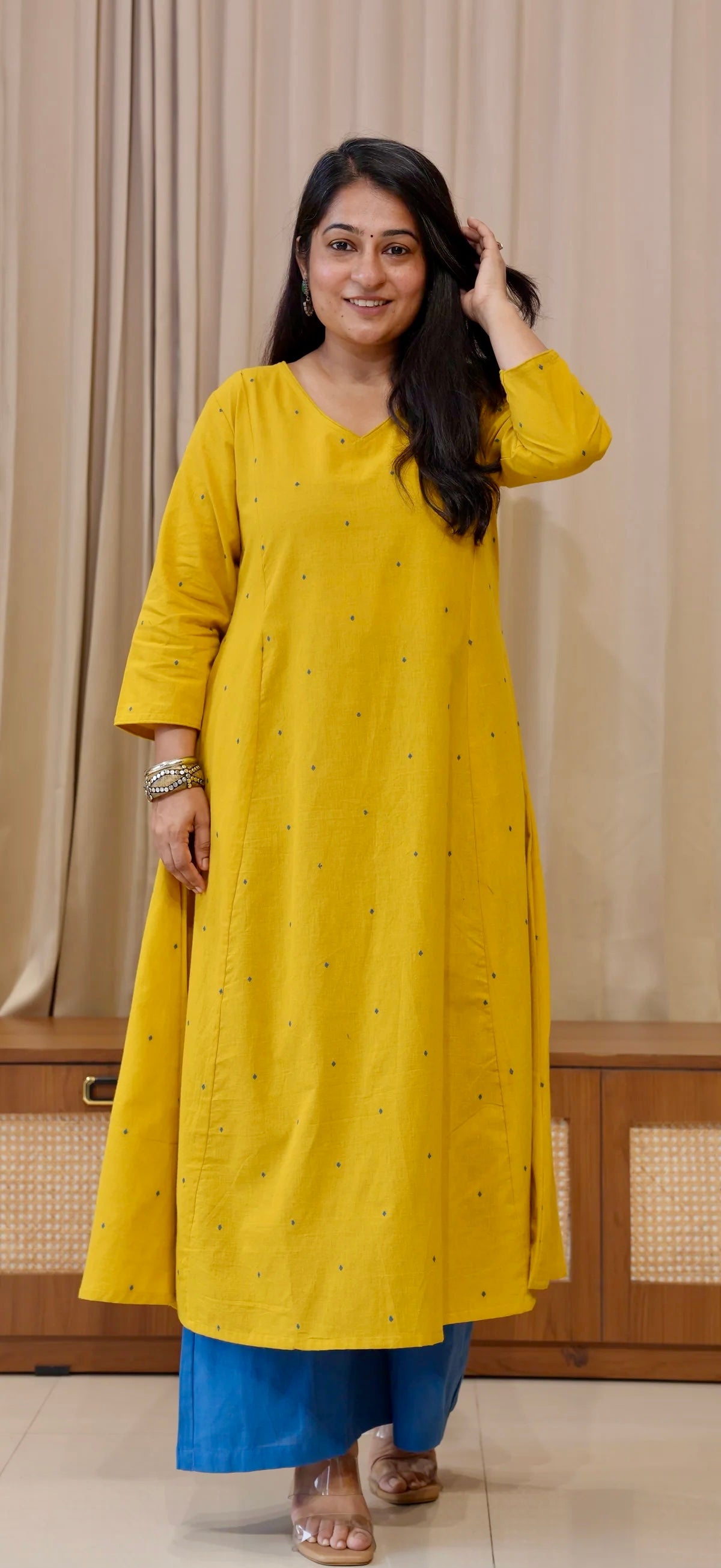 Kritika Handwoven Cotton Kurta - Yellow