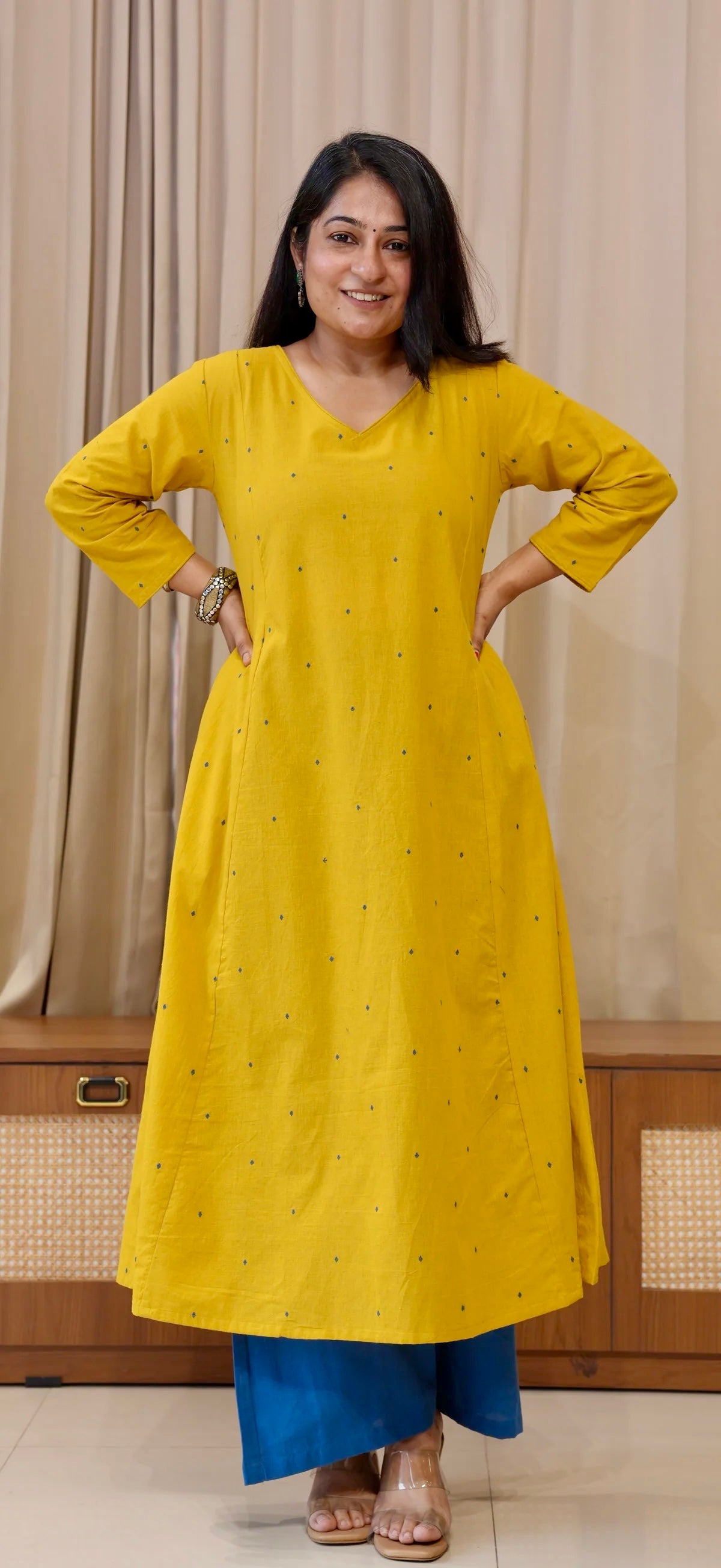 Kritika Handwoven Cotton Kurta - Yellow
