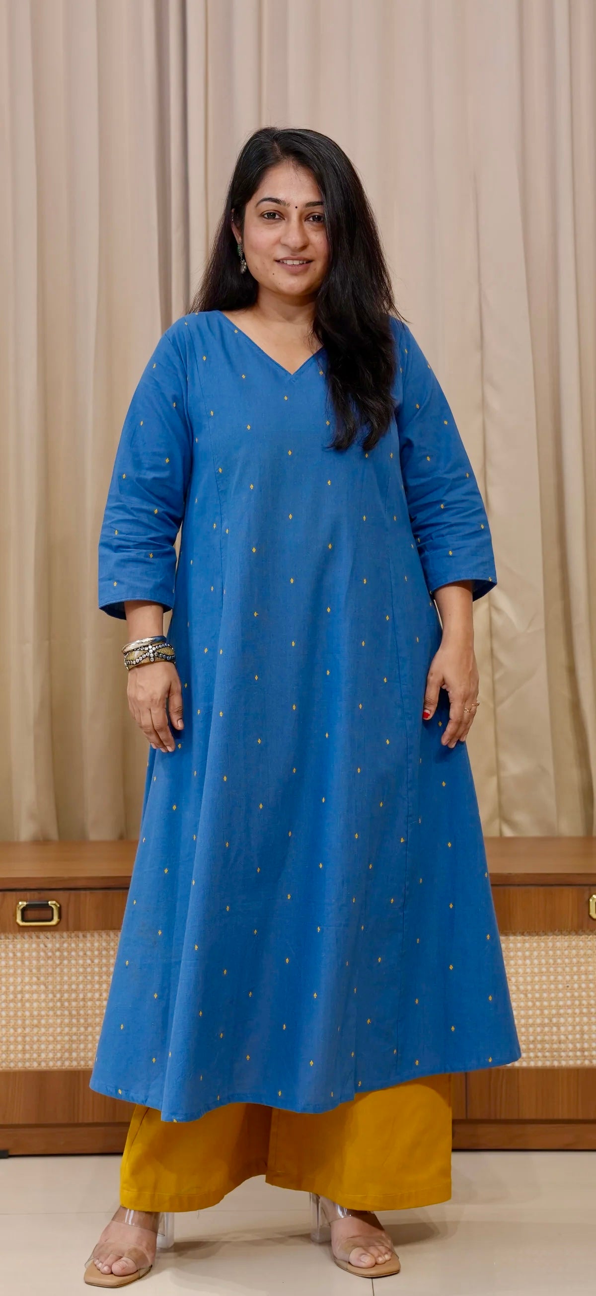 Anjali Handwoven Cotton Kurta - Denim Blue