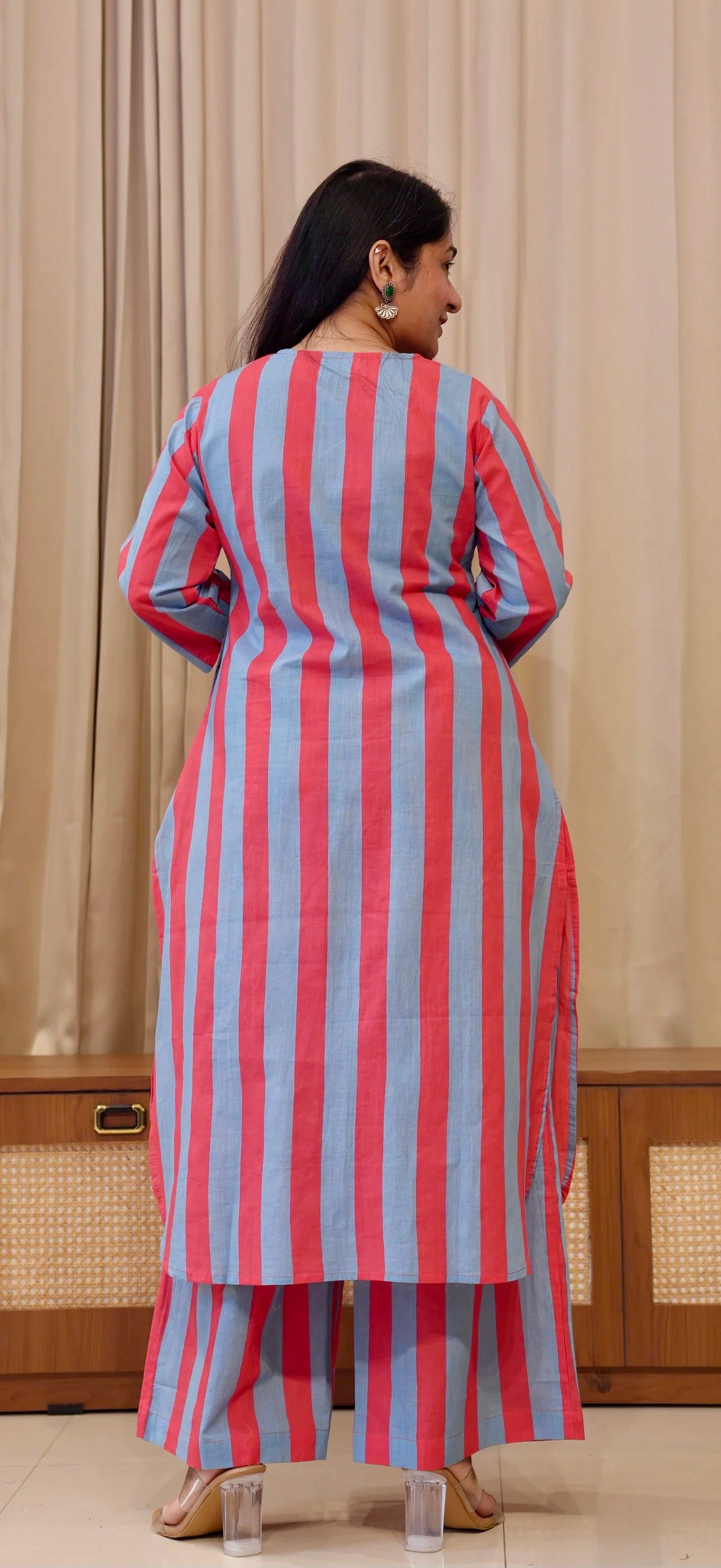 Blue/Red Stripes Cotton Co-ord Set