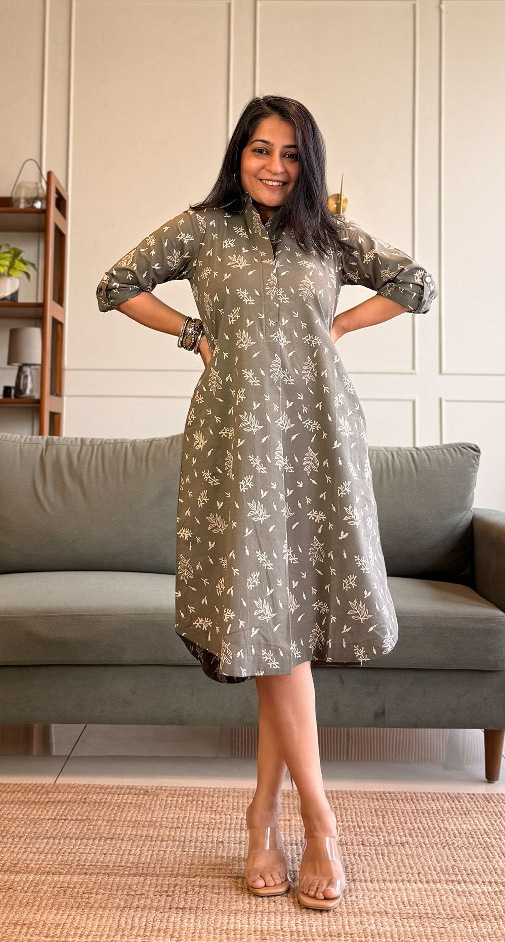 June Cotton Shirt Dress - Grey