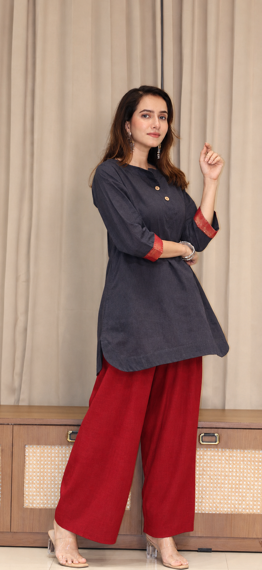 Himani Mangalgiri Cotton Farsi Kurta Set With Nizam Border - Black