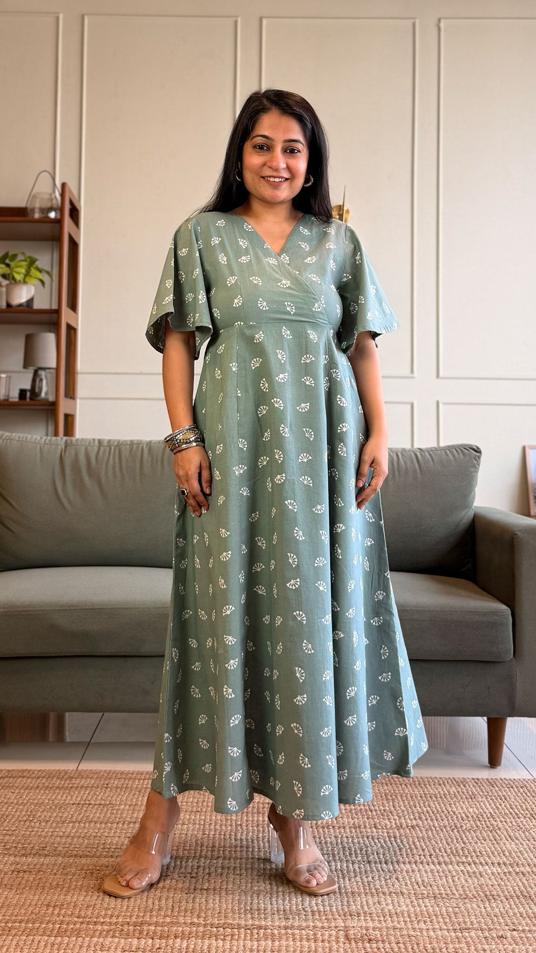 Sylvie Cotton Midi Dress - Sage Green