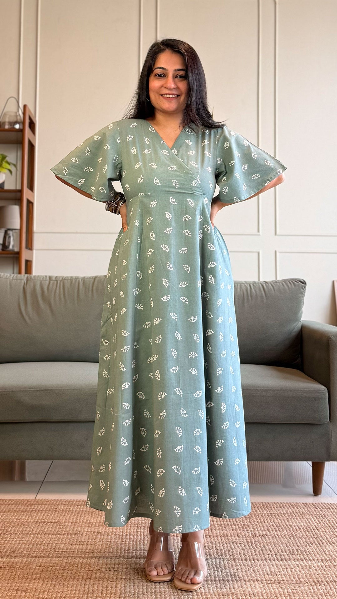 Sylvie Cotton Midi Dress - Sage Green