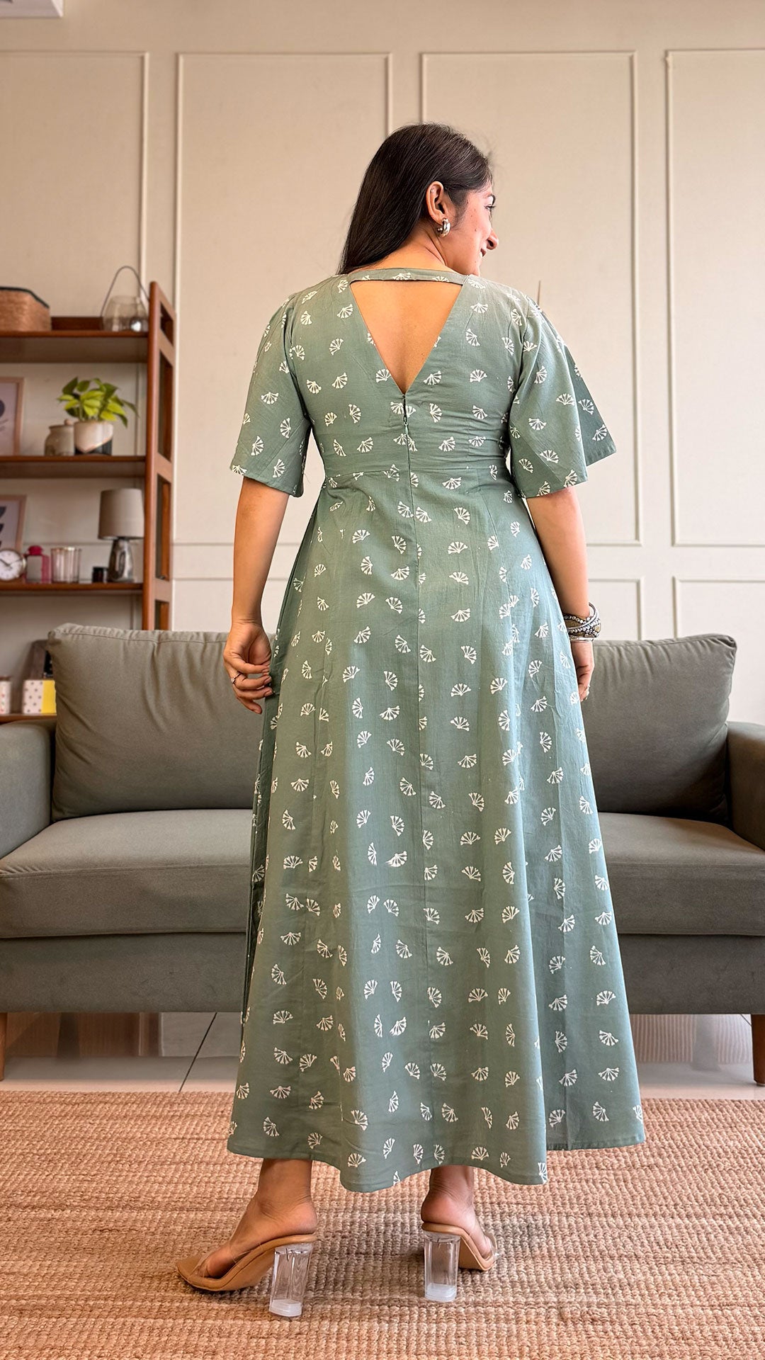 Sylvie Cotton Midi Dress - Sage Green