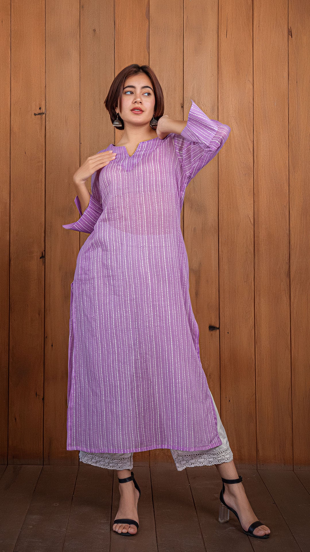 Edha Mul Cotton Kurta - Lavender