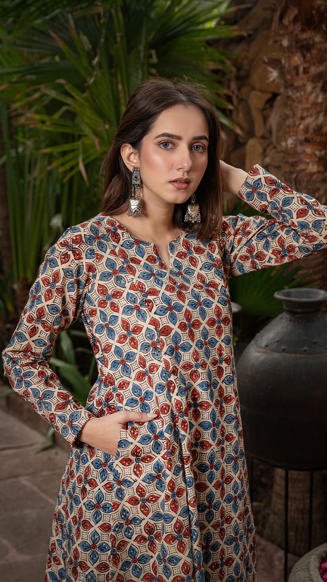 Margi Ajrakh Kali Kurta In Cotton