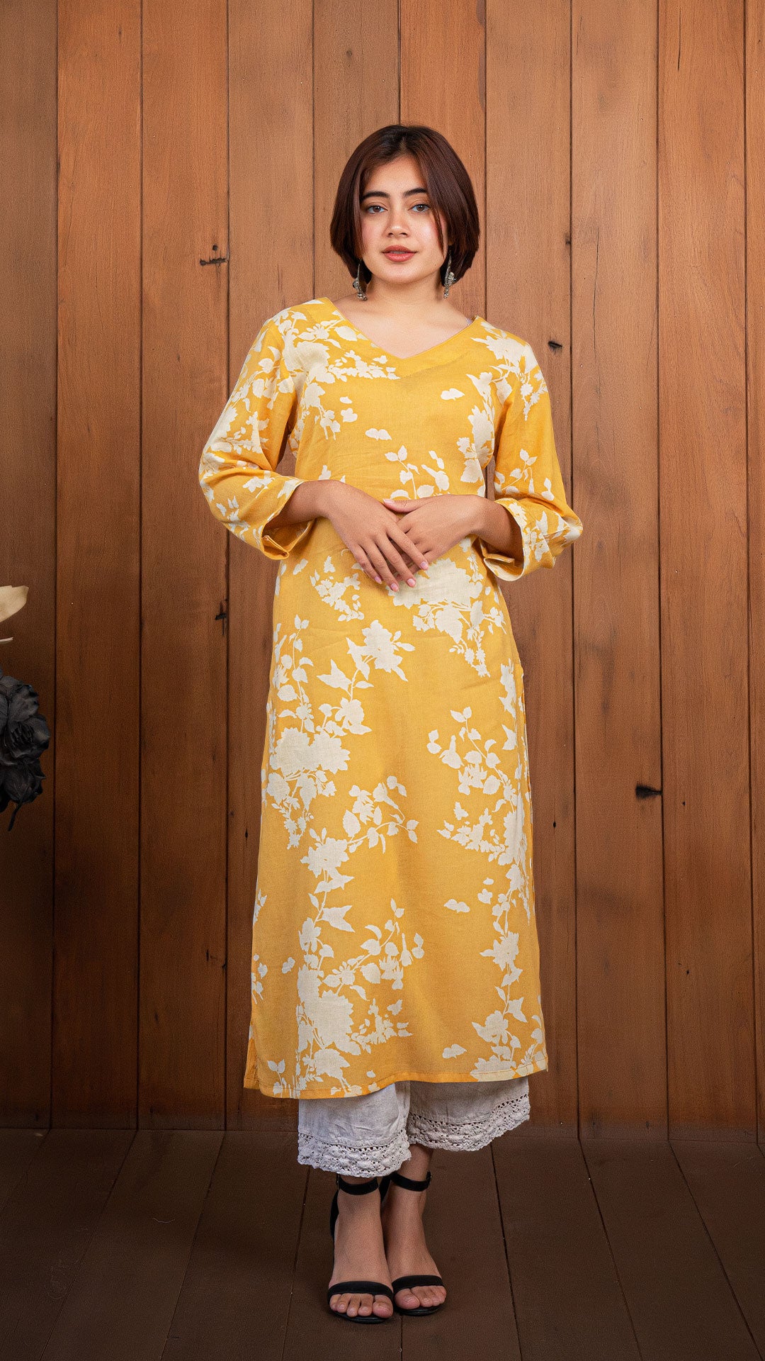 Sania Mul Cotton Kurta - Yellow