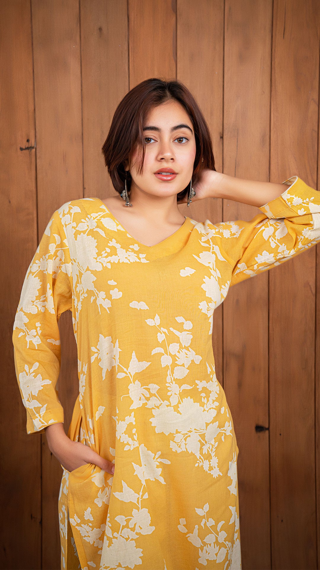 Sania Mul Cotton Kurta - Yellow