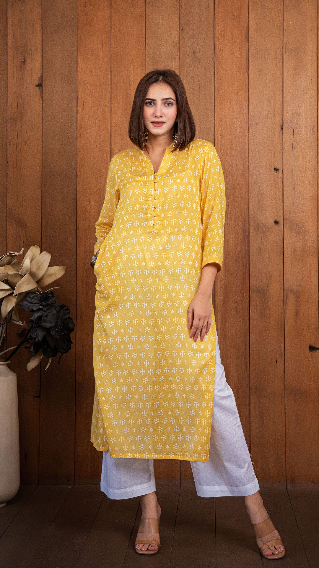 Tulip Mul Cotton Kurta - Yellow