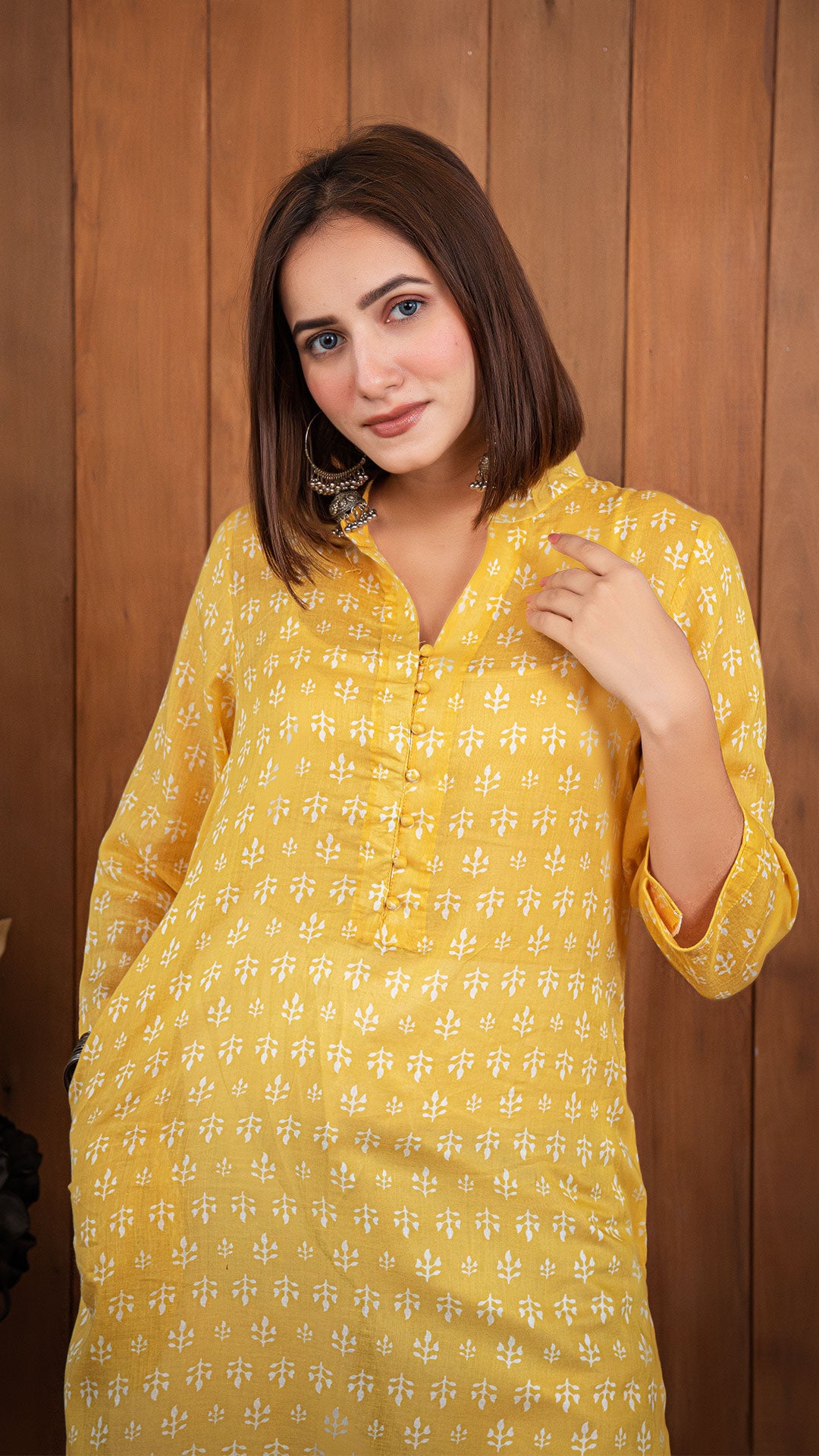 Tulip Mul Cotton Kurta - Yellow