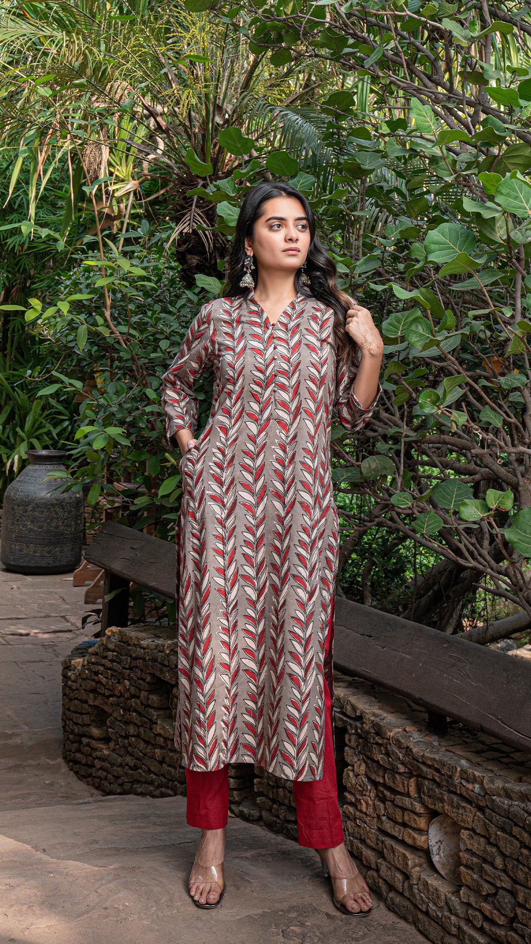 Anu Bagru Cotton Kurta - Grey