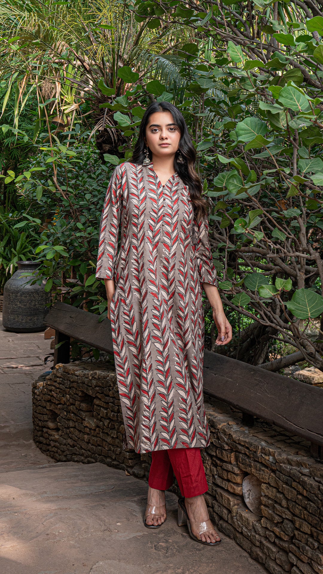 Anu Bagru Cotton Kurta - Grey