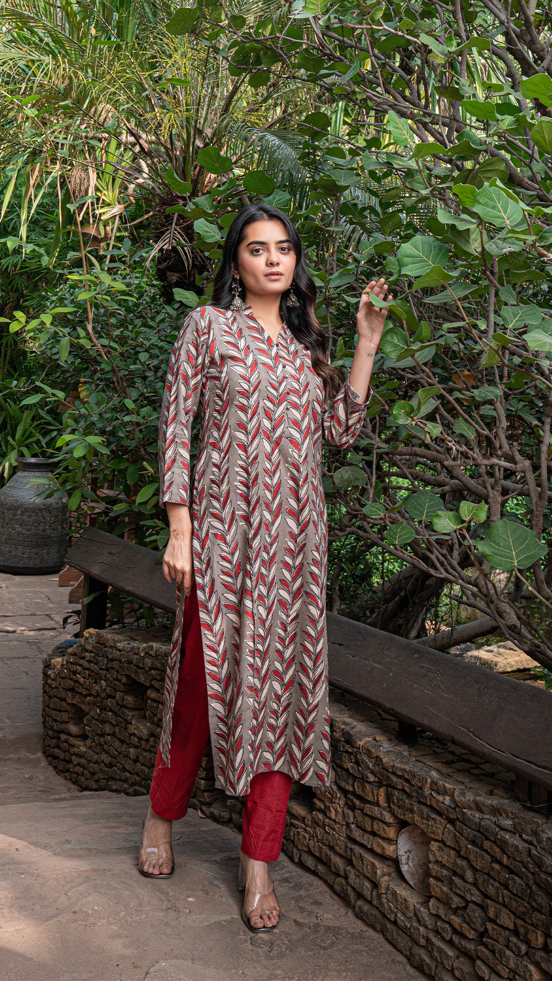 Anu Bagru Cotton Kurta - Grey