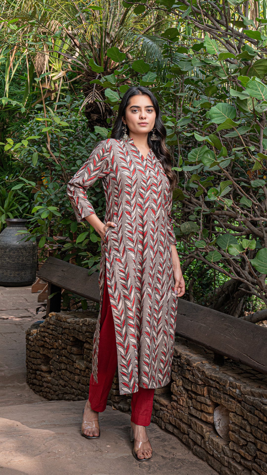 Anu Bagru Cotton Kurta - Grey