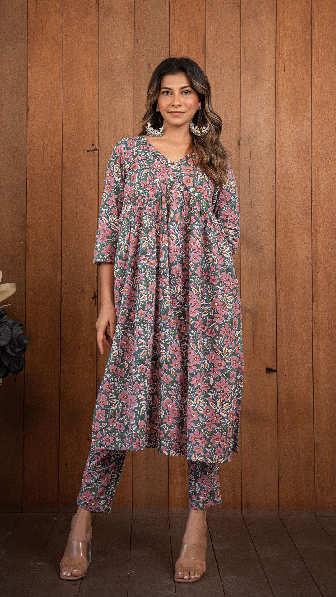 Tia Sanganeri Cotton Kurta - Dusty Pink