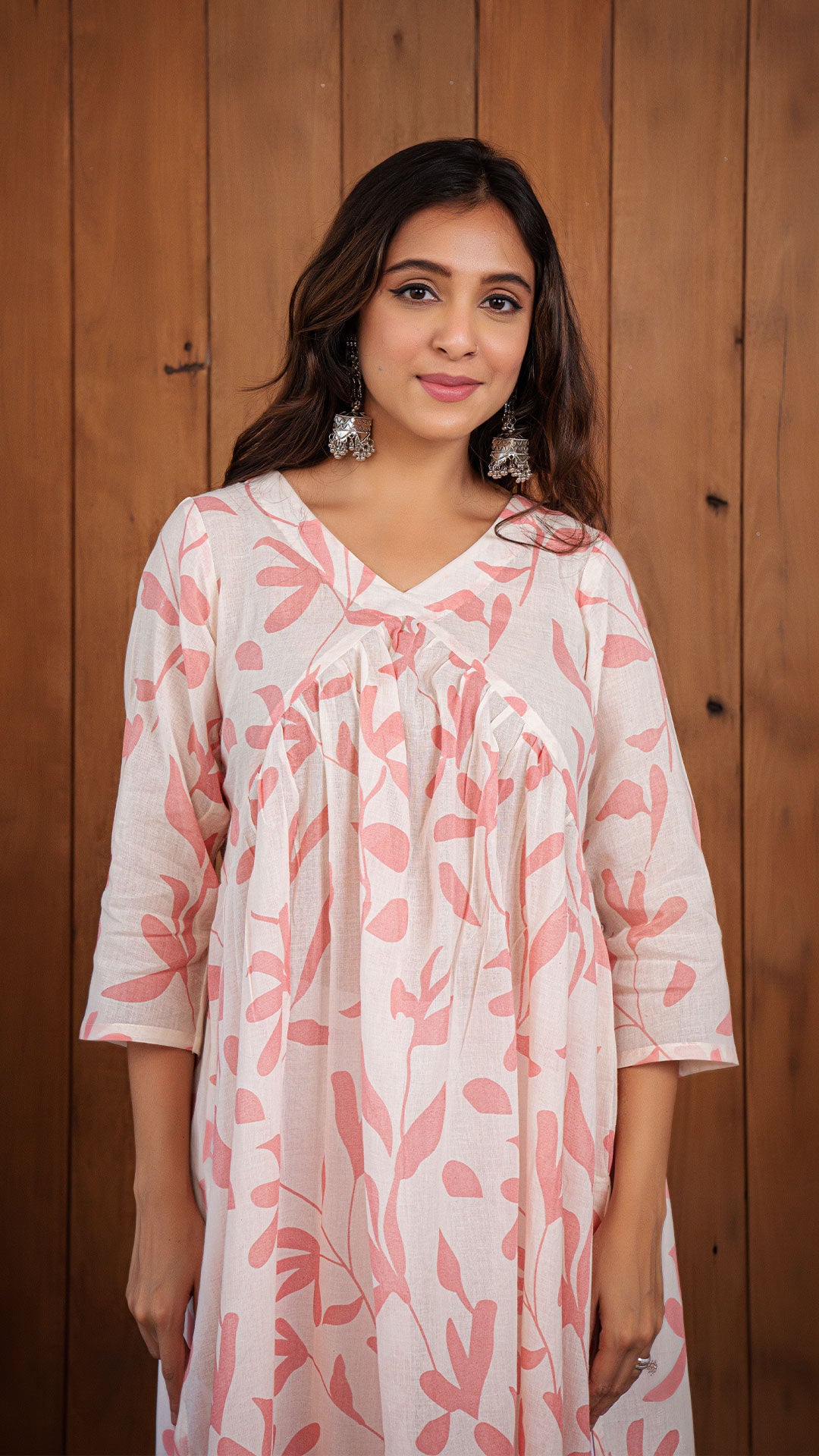 Diipa Mul Cotton Kurta - White/Peach