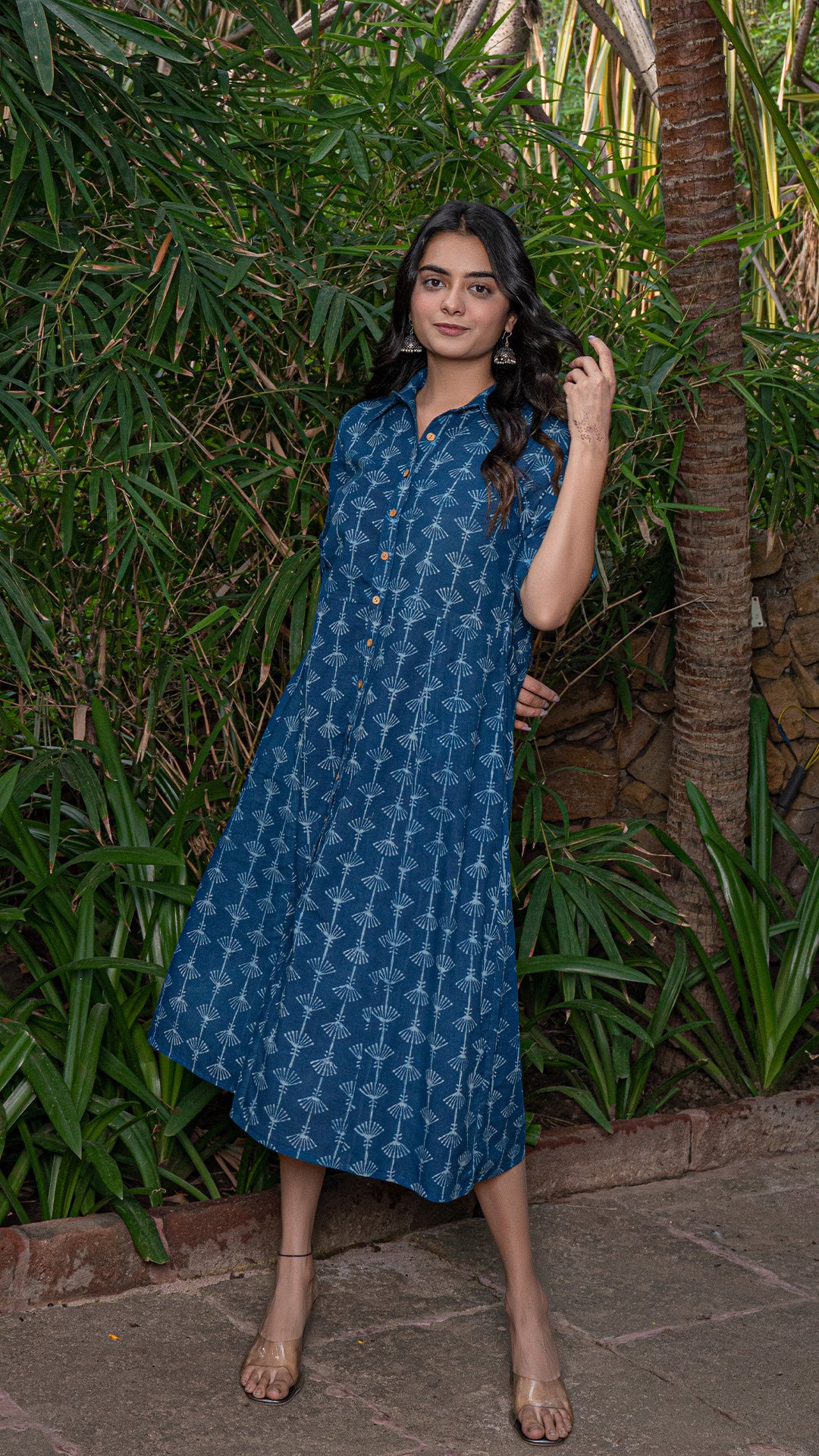 Harita Dabu Hand Block Cotton Shirt Dress