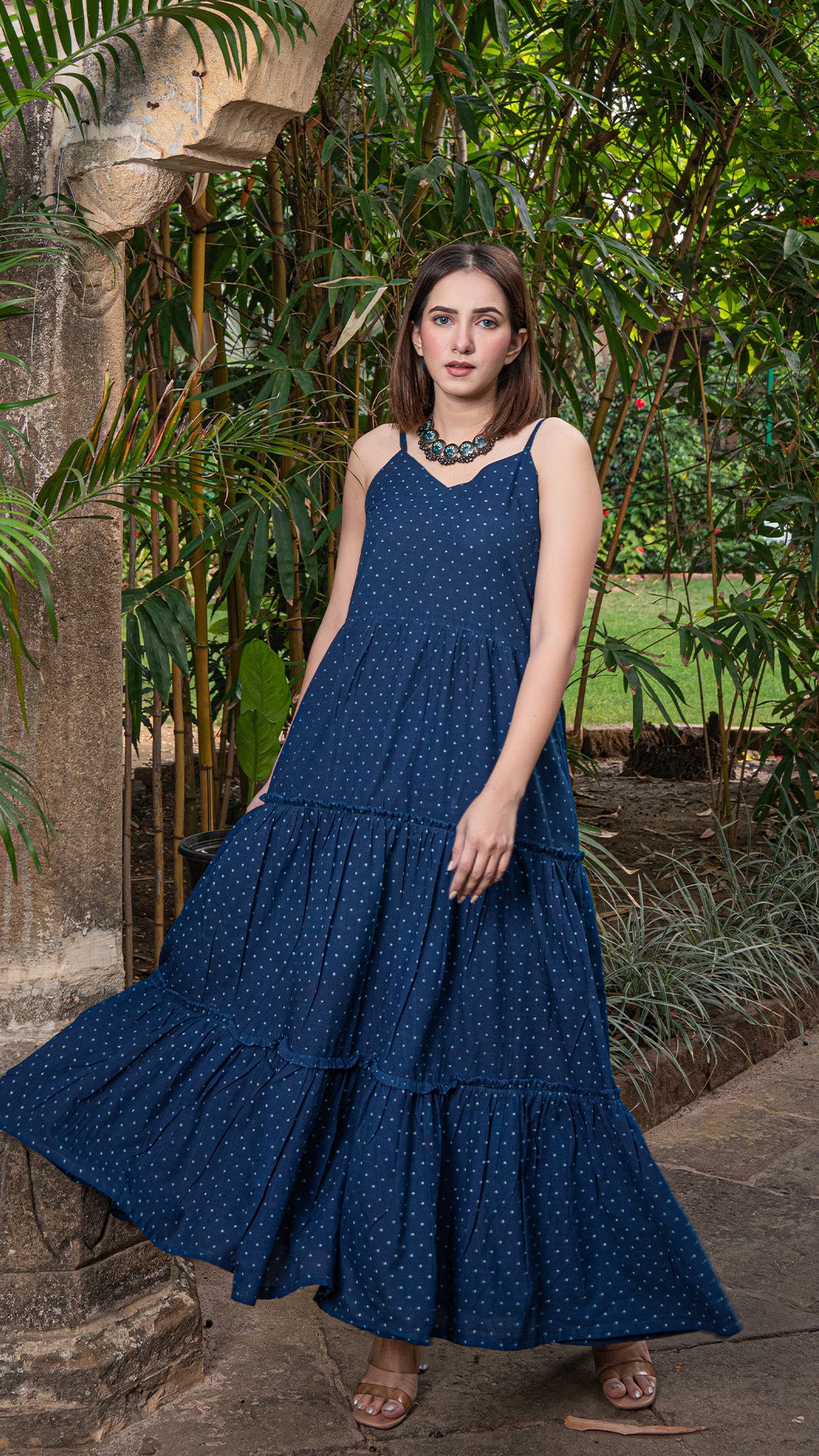 Falak Dabu Layered Spagetti Cotton Dress