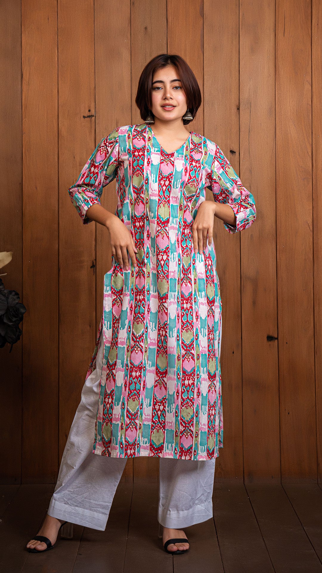 Abstract Sanganeri Hand Block Cotton Kurta -Multi