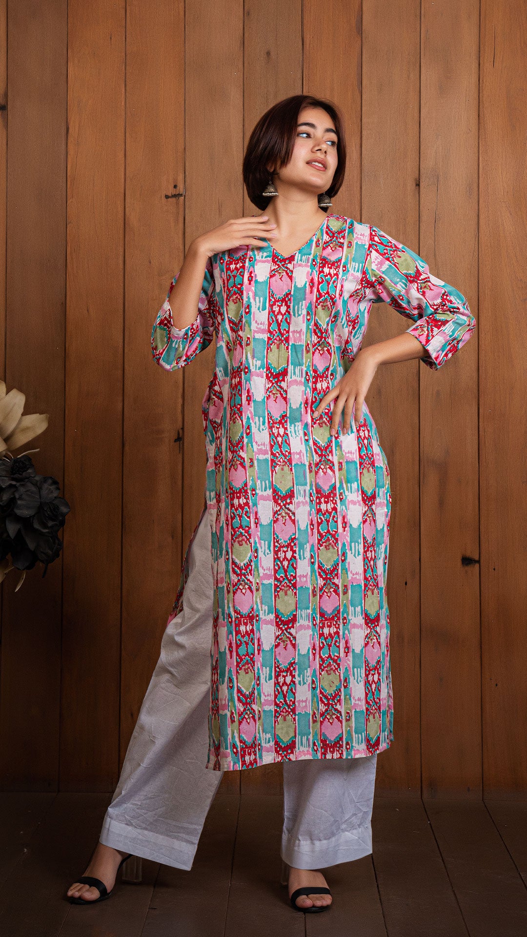 Abstract Sanganeri Hand Block Cotton Kurta -Multi