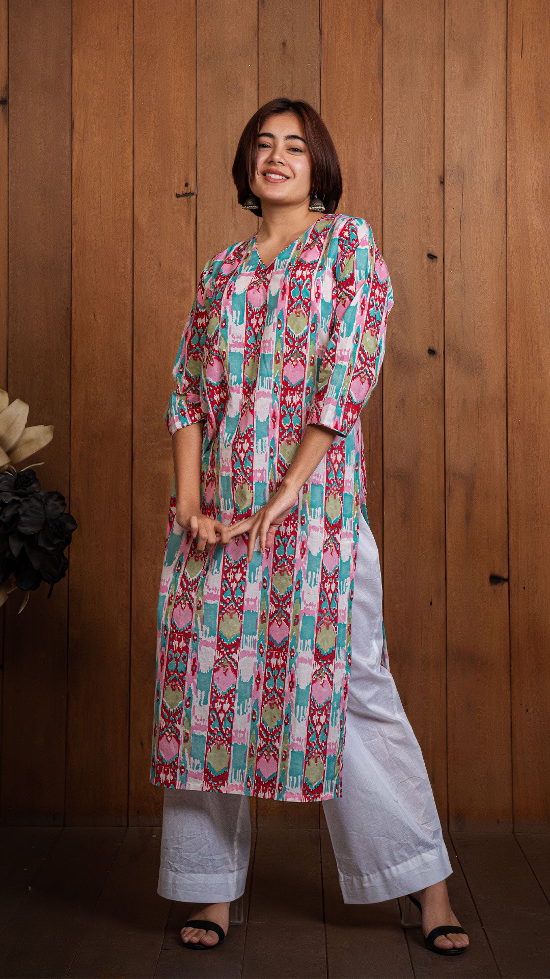 Abstract Sanganeri Hand Block Cotton Kurta -Multi