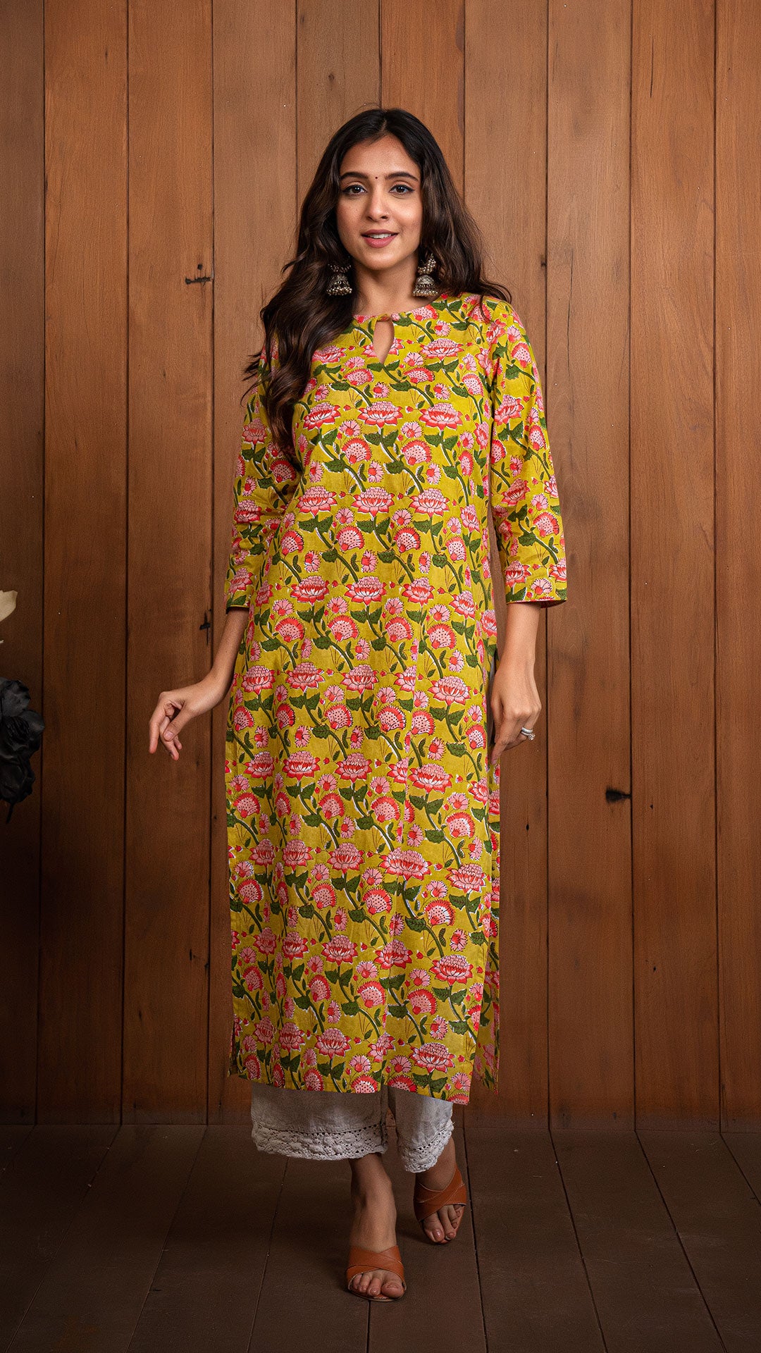 Trisha Sanganeri Hand Block Cotton Kurta - Yellow